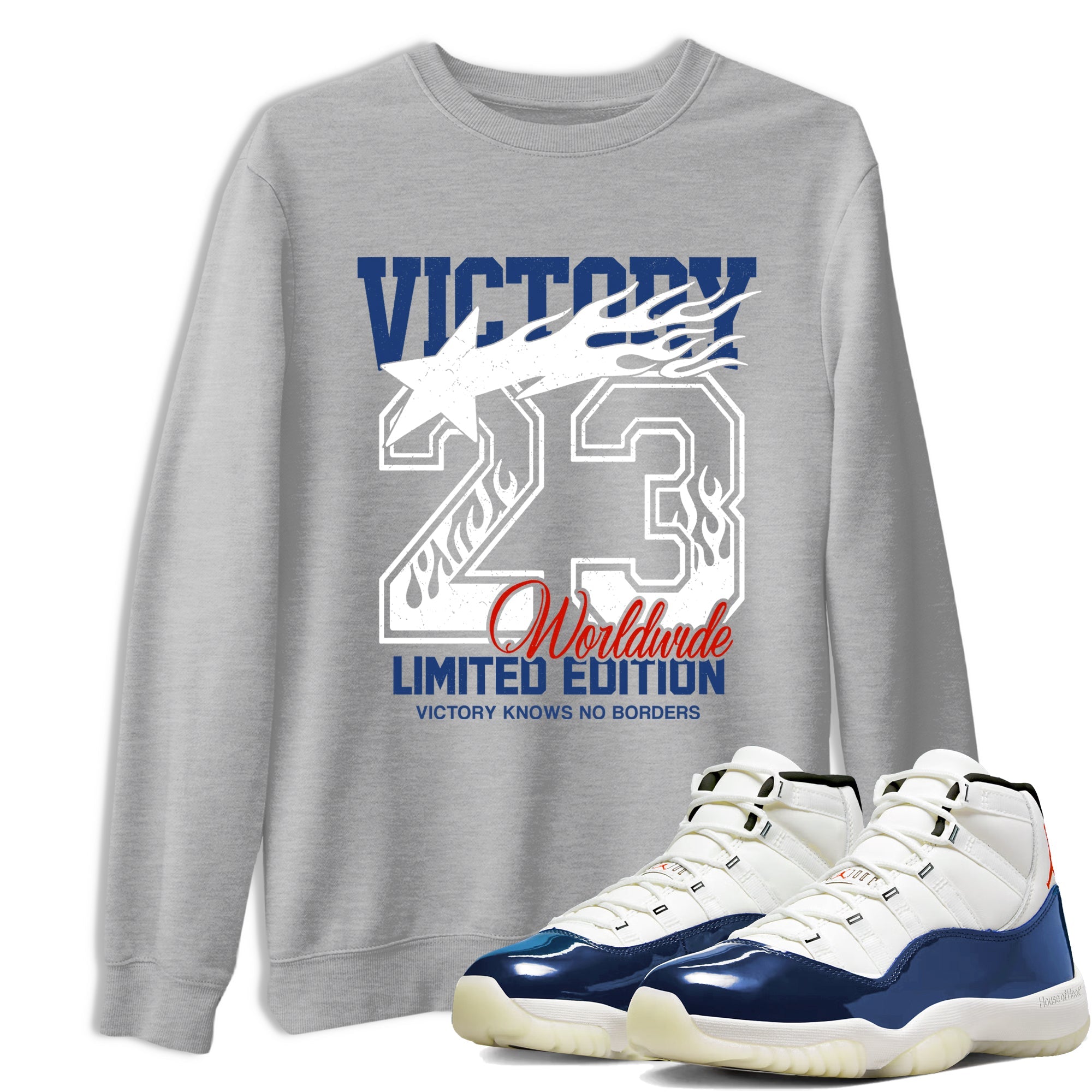 Sneaker match tees  Sneaker Tees To Match Air Jordan 11 Rare Air Shoes  Victory Knows No Borders Tee Heather Grey 1