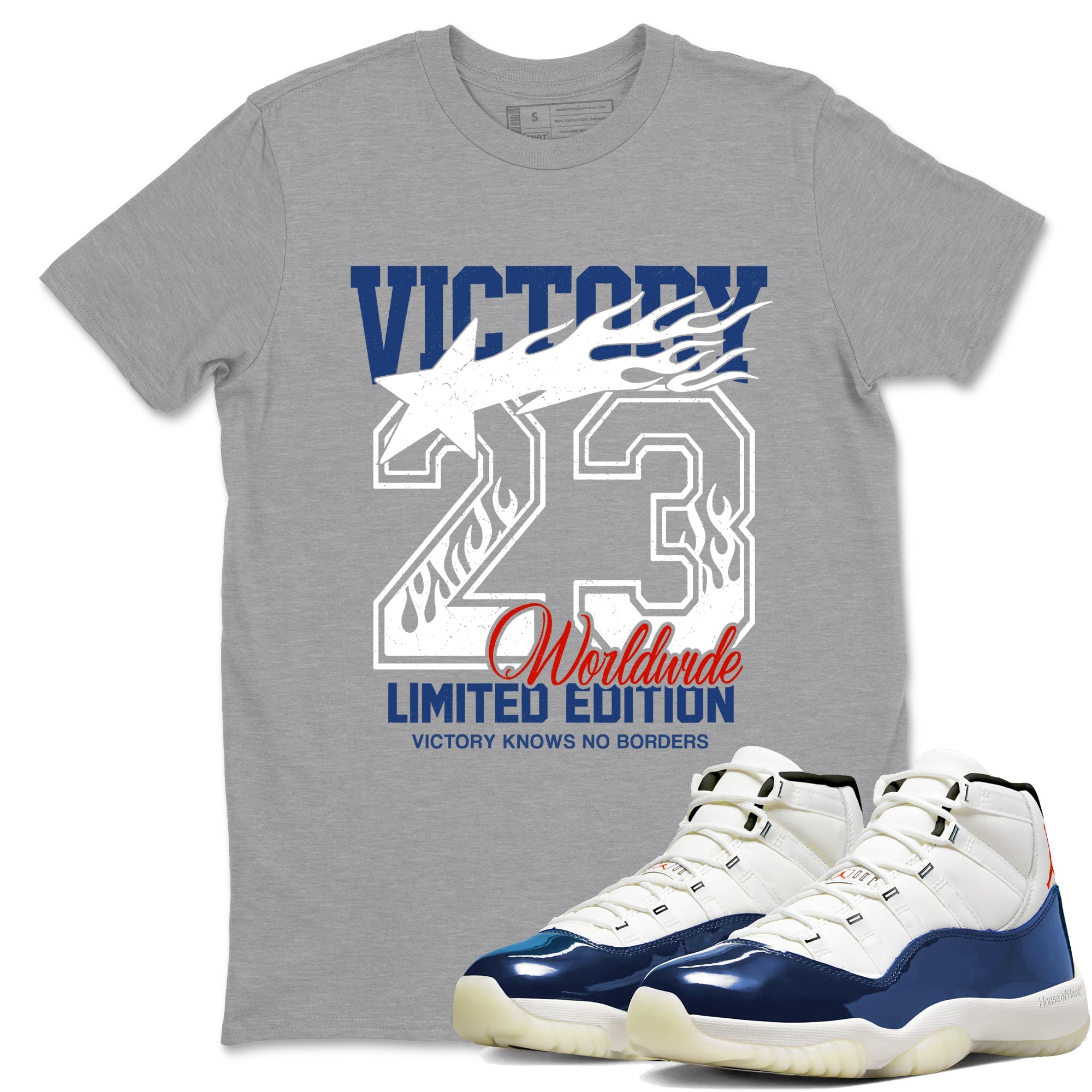 Sneaker match tees  Sneaker Tees To Match Air Jordan 11 Rare Air Shoes  Victory Knows No Borders Tee Heather Grey 1