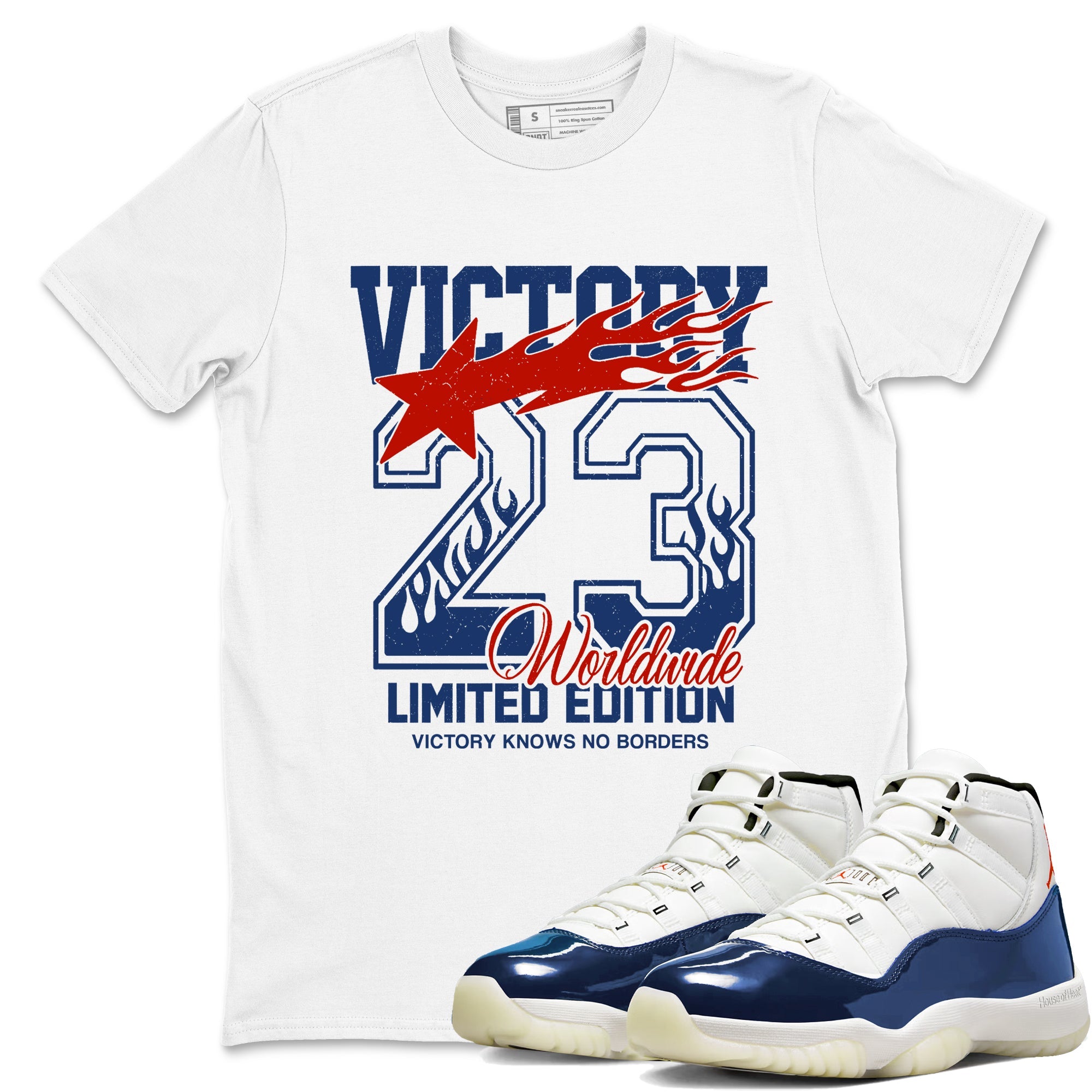 Sneaker match tees  Sneaker Tees To Match Air Jordan 11 Rare Air Shoes  Victory Knows No Borders Tee White 1