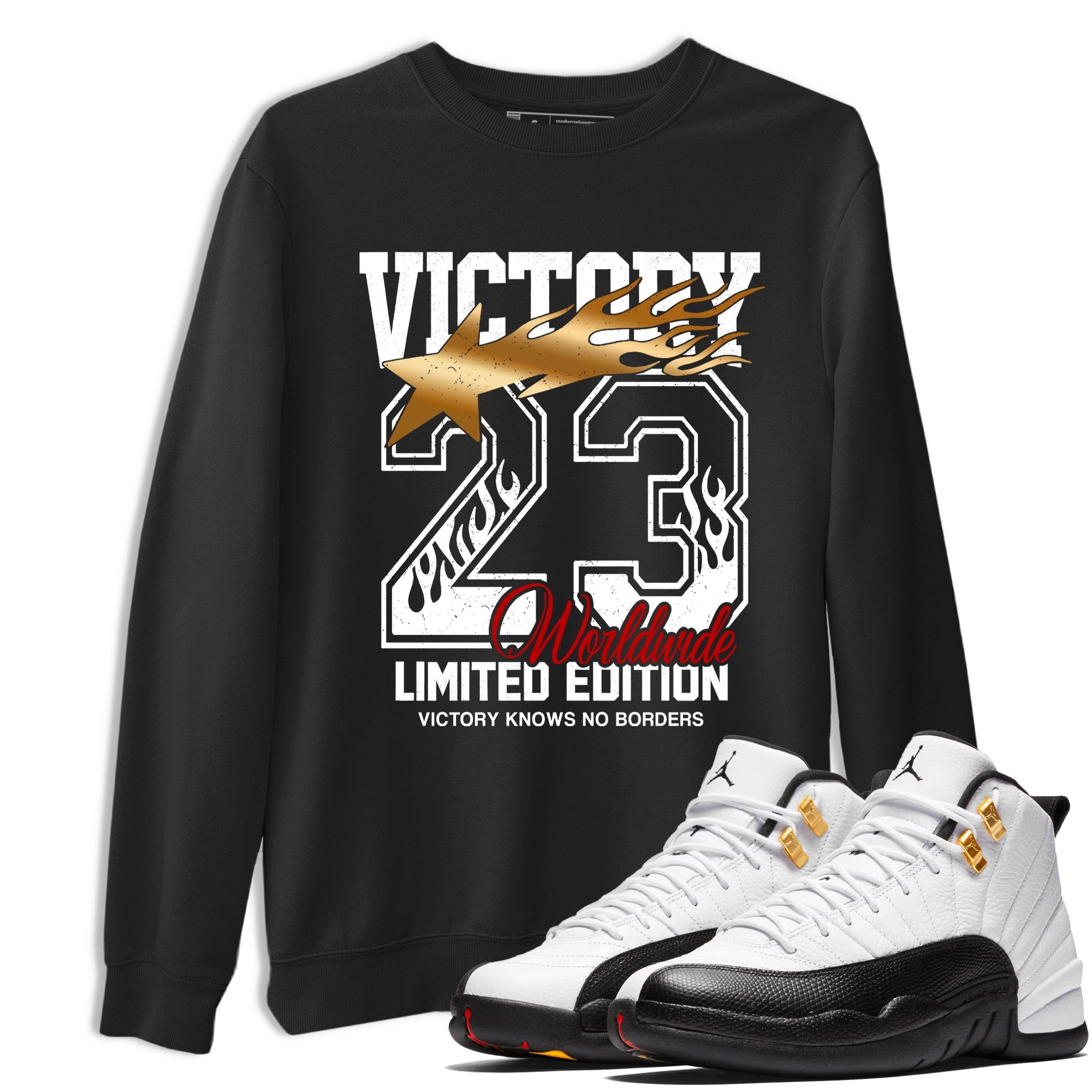 Sneaker match tees  Sneaker Tees To Match Air Jordan 12 Taxi Shoes  Victory Knows No Borders Tee Black 1
