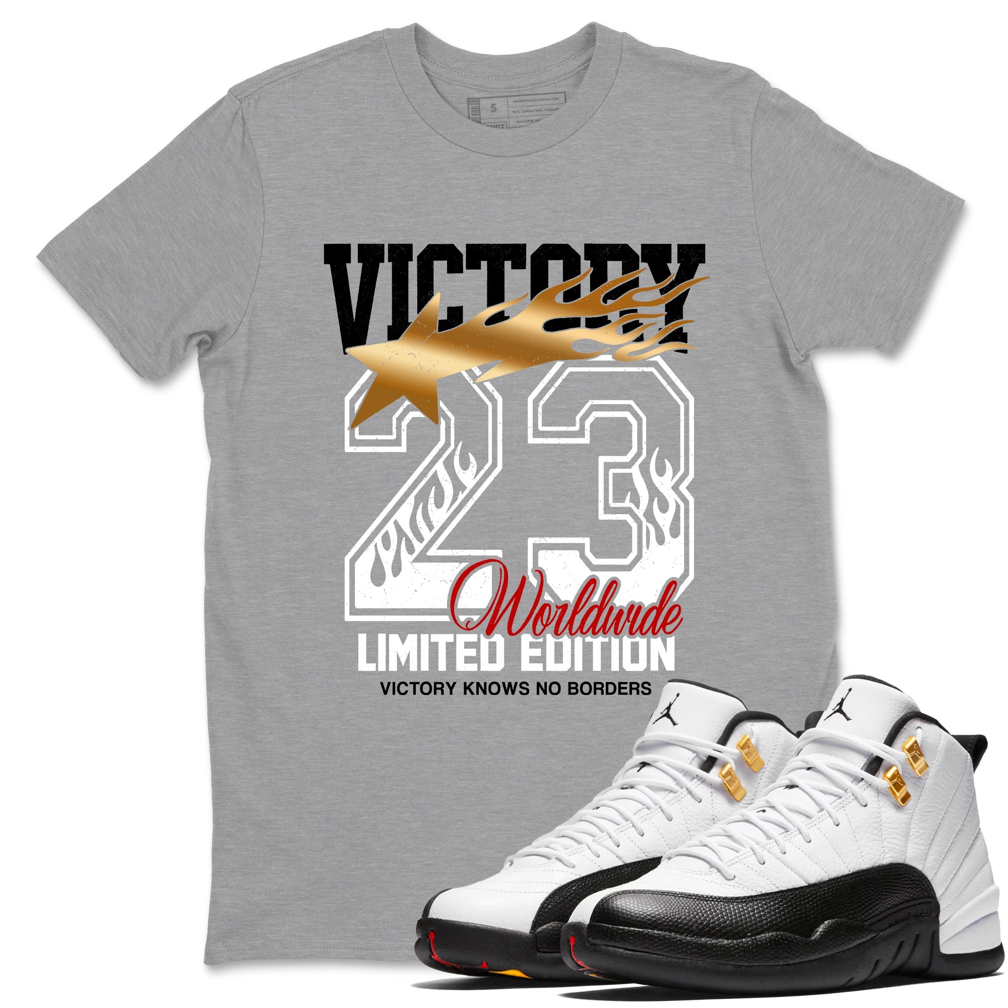 Sneaker match tees  Sneaker Tees To Match Air Jordan 12 Taxi Shoes  Victory Knows No Borders Tee Heather Grey 1