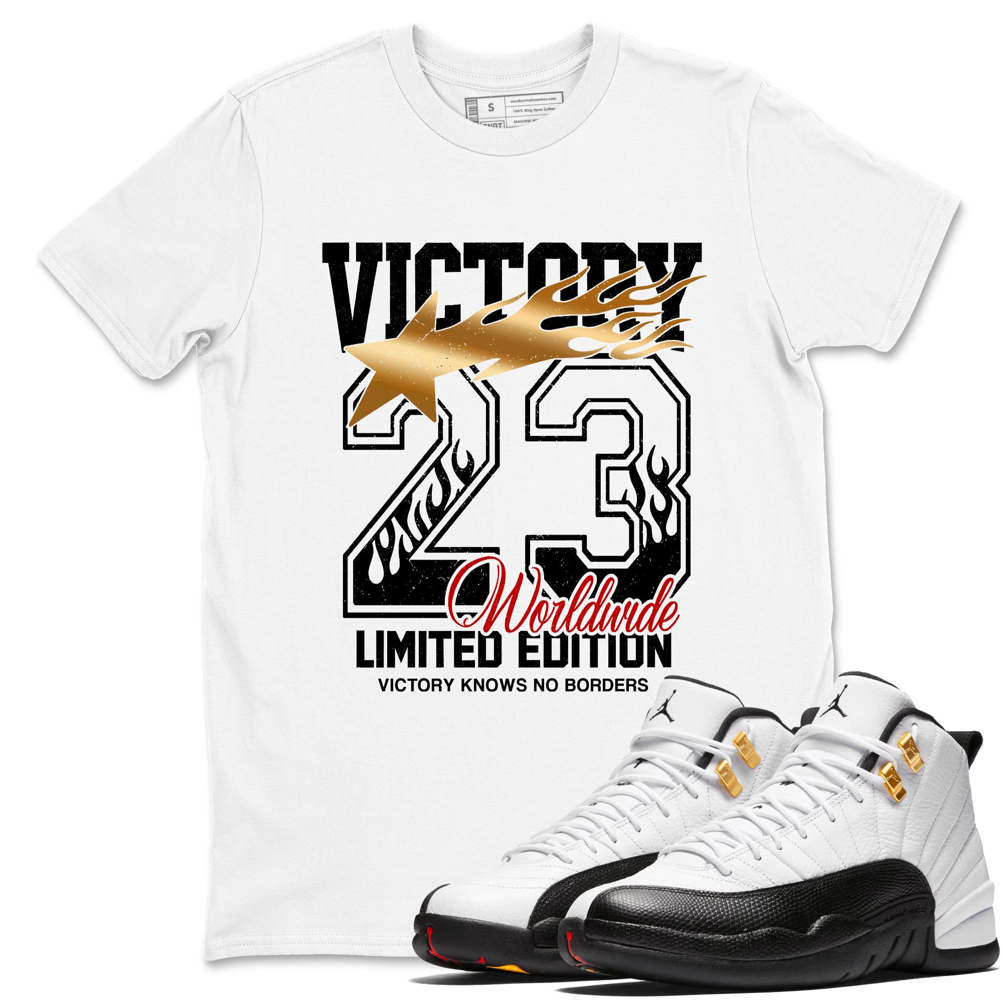 Sneaker match tees  Sneaker Tees To Match Air Jordan 12 Taxi Shoes  Victory Knows No Borders Tee White 1