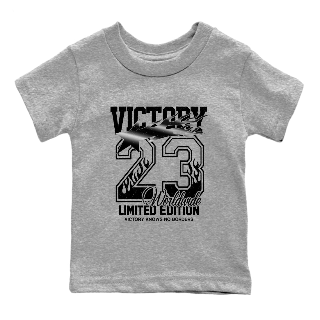 Sneaker match tees  Sneaker Tees To Match Air Jordan 4 Black Cat Shoes  Victory Knows No Borders Kids T-Shirt Heather Grey 2