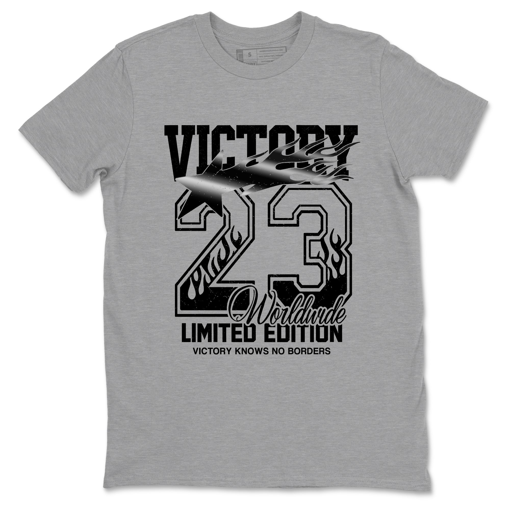 Sneaker match tees  Sneaker Tees To Match Air Jordan 4 Black Cat Shoes  Victory Knows No Borders Tee Heather Grey 2