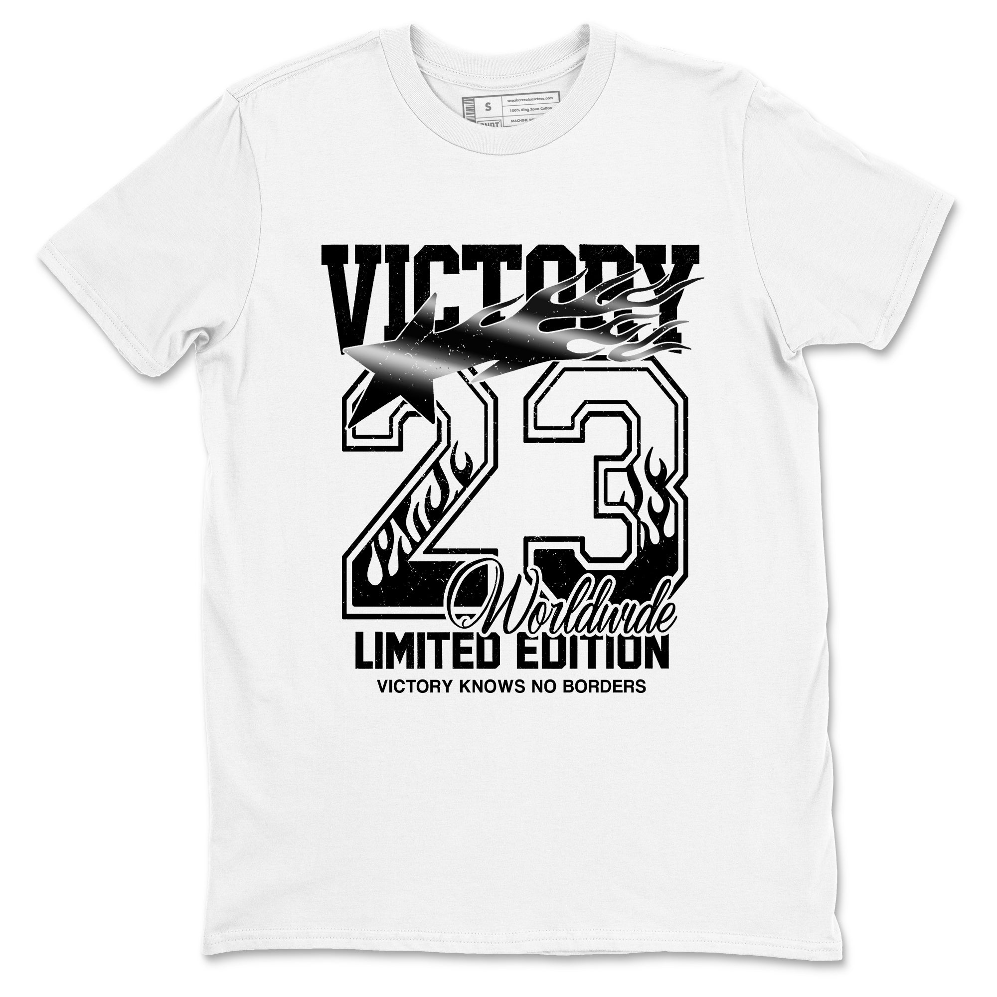 Sneaker match tees  Sneaker Tees To Match Air Jordan 4 Black Cat Shoes  Victory Knows No Borders Tee White 2