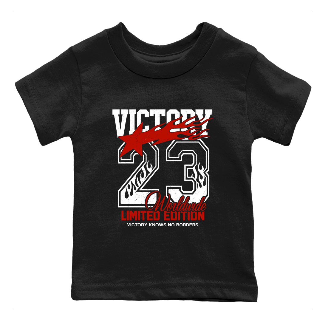 Sneaker match tees  Sneaker Tees To Match Air Jordan 5 Fire Red Shoes  Victory Knows No Borders Kids T-Shirt Black 2
