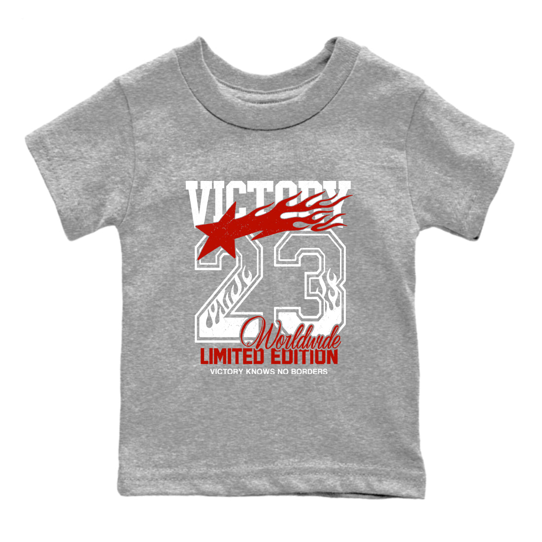 Sneaker match tees  Sneaker Tees To Match Air Jordan 5 Fire Red Shoes  Victory Knows No Borders Kids T-Shirt Heather Grey 2