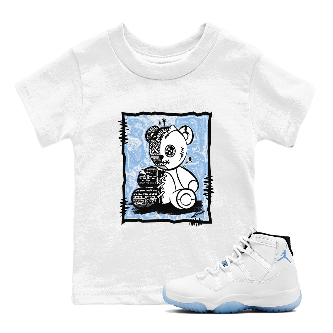 11s Columbia shirts to match jordans Vintage Bear sneaker match tees Air Jordan 11 Columbia Drip Gear Zone Youth Baby White 1 crew neck shirts