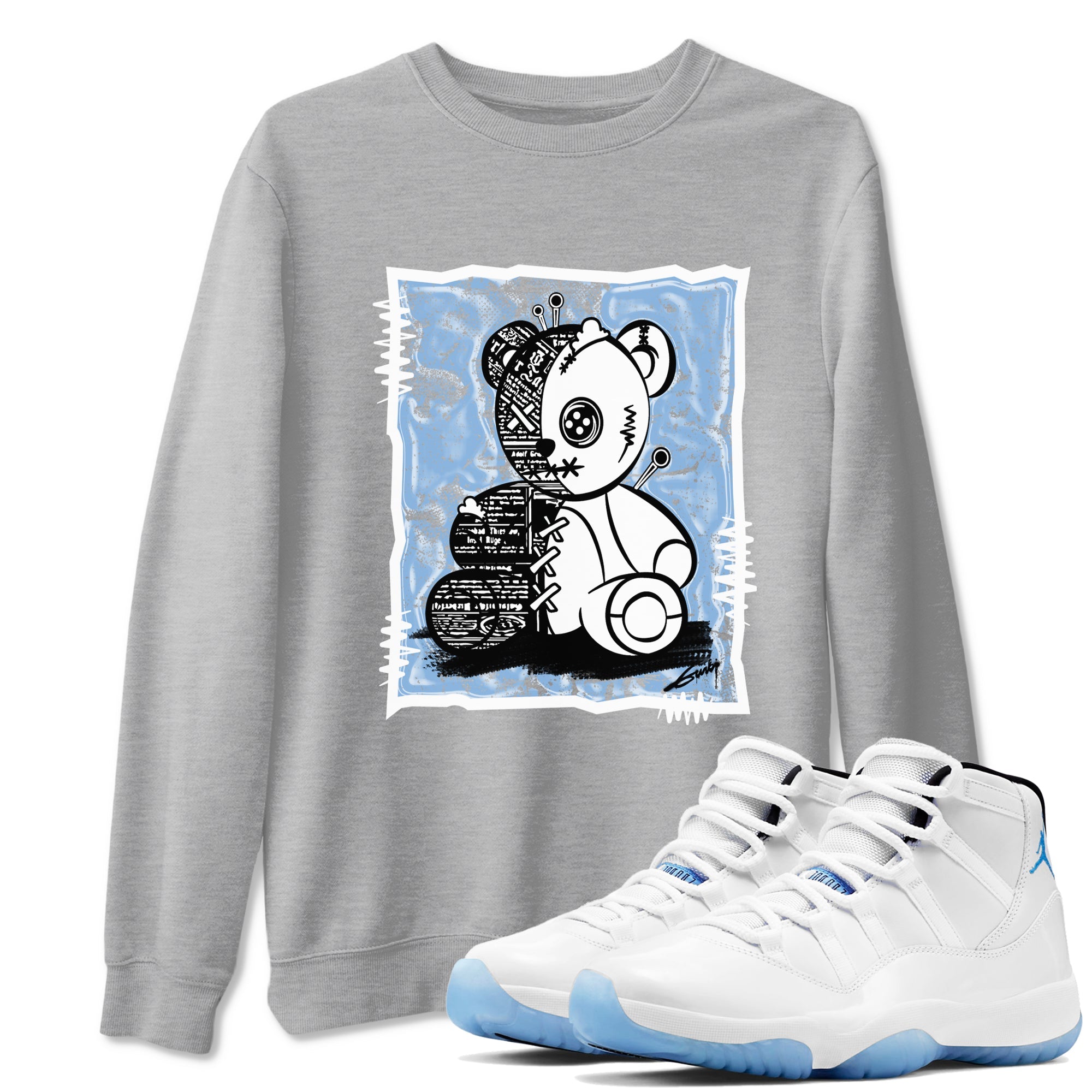 11s Columbia shirts to match jordans Vintage Bear sneaker match tees Air Jordan 11 Columbia Drip Gear Zone unisex cotton Heather Grey 1 crew neck shirts