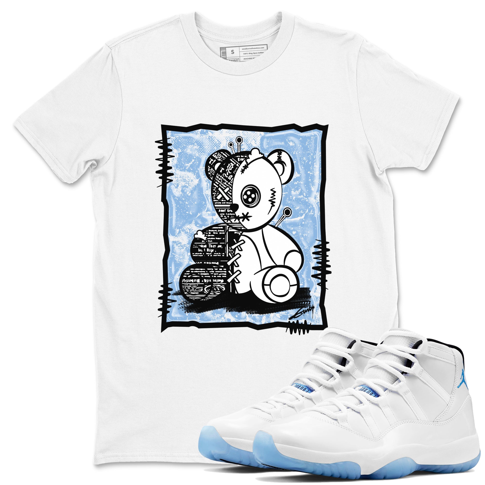 11s Columbia shirts to match jordans Vintage Bear sneaker match tees Air Jordan 11 Columbia Drip Gear Zone unisex cotton White 1 crew neck shirts