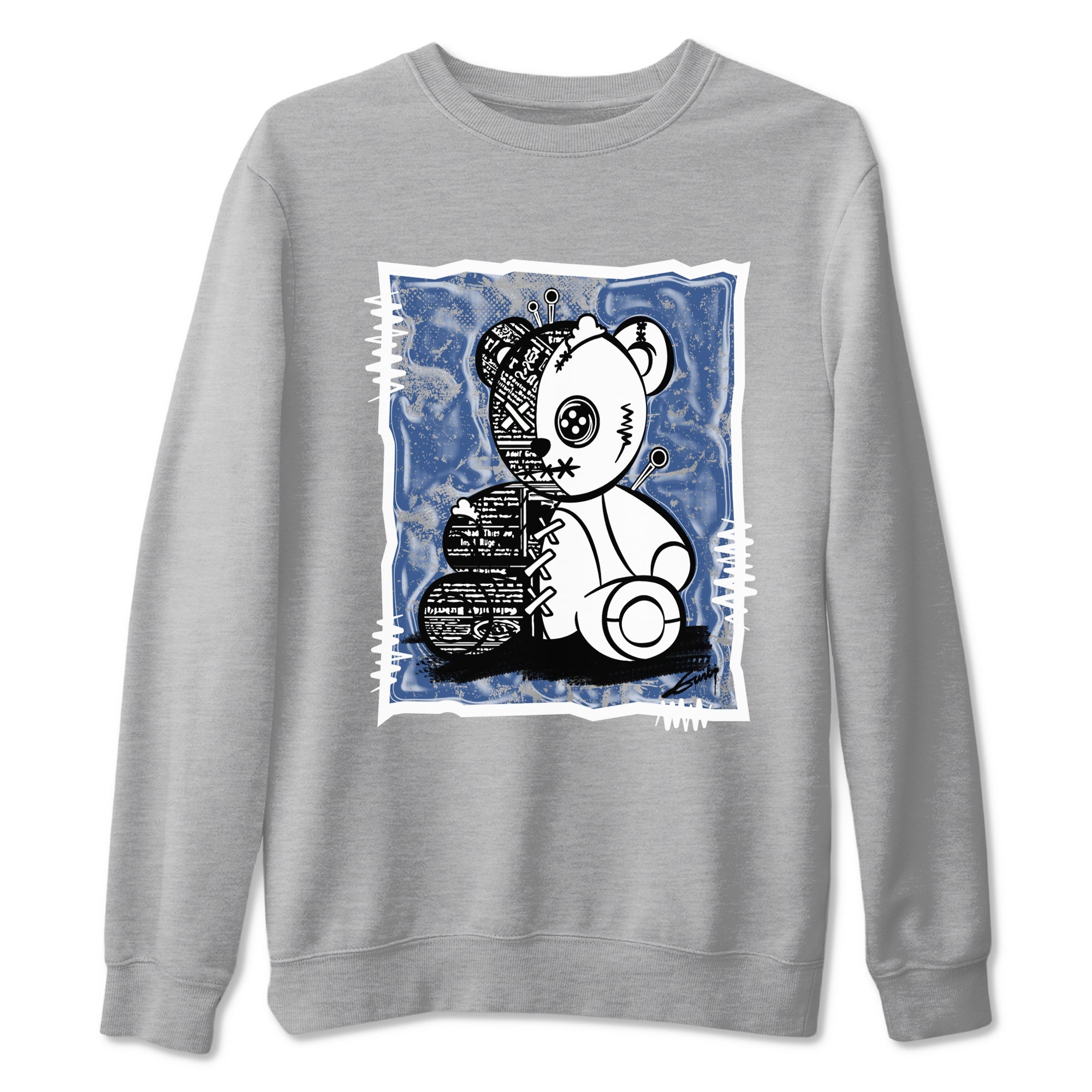 11s Diffused Blue shirts to match jordans Vintage Bear sneaker match tees Air Jordan 11 Diffused Blue Drip Gear Zone unisex cotton Heather Grey 2 crew neck shirts