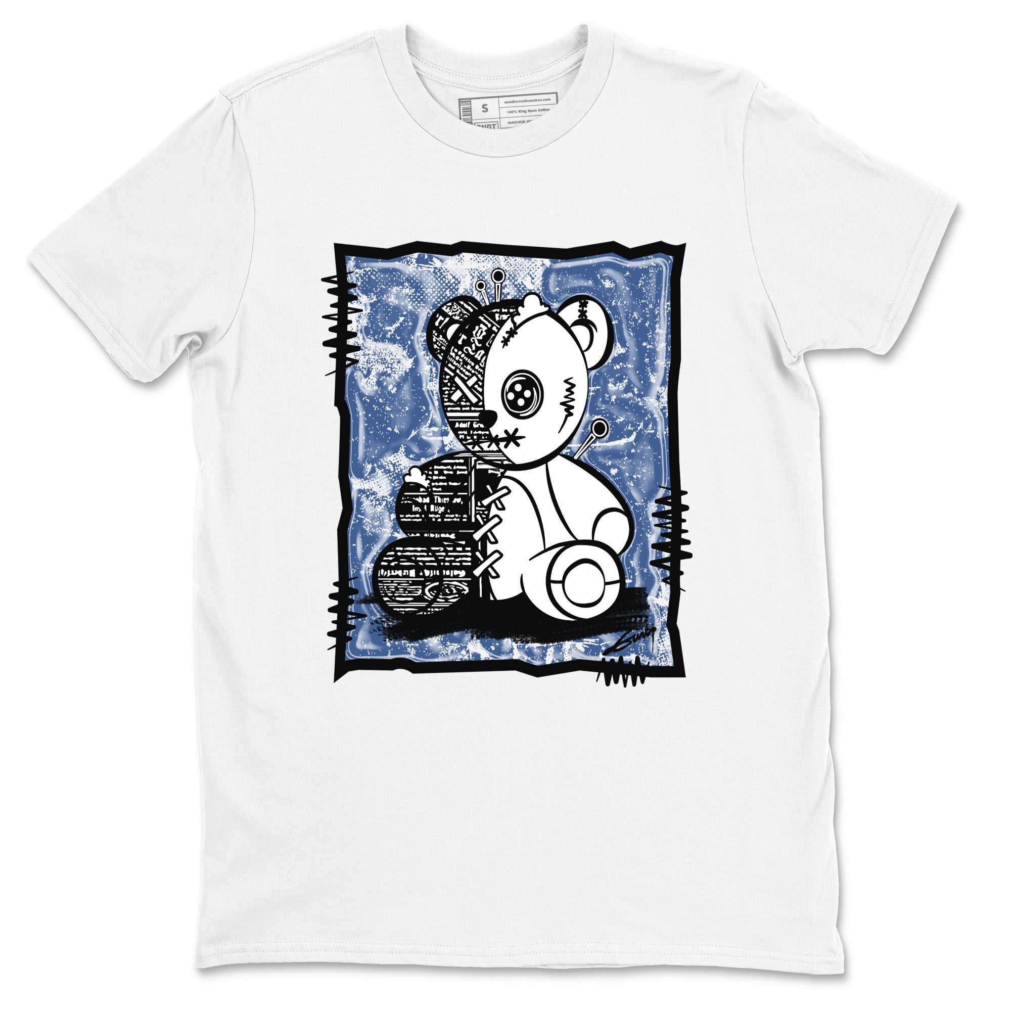 11s Diffused Blue shirts to match jordans Vintage Bear sneaker match tees Air Jordan 11 Diffused Blue Drip Gear Zone unisex cotton White 2 crew neck shirts