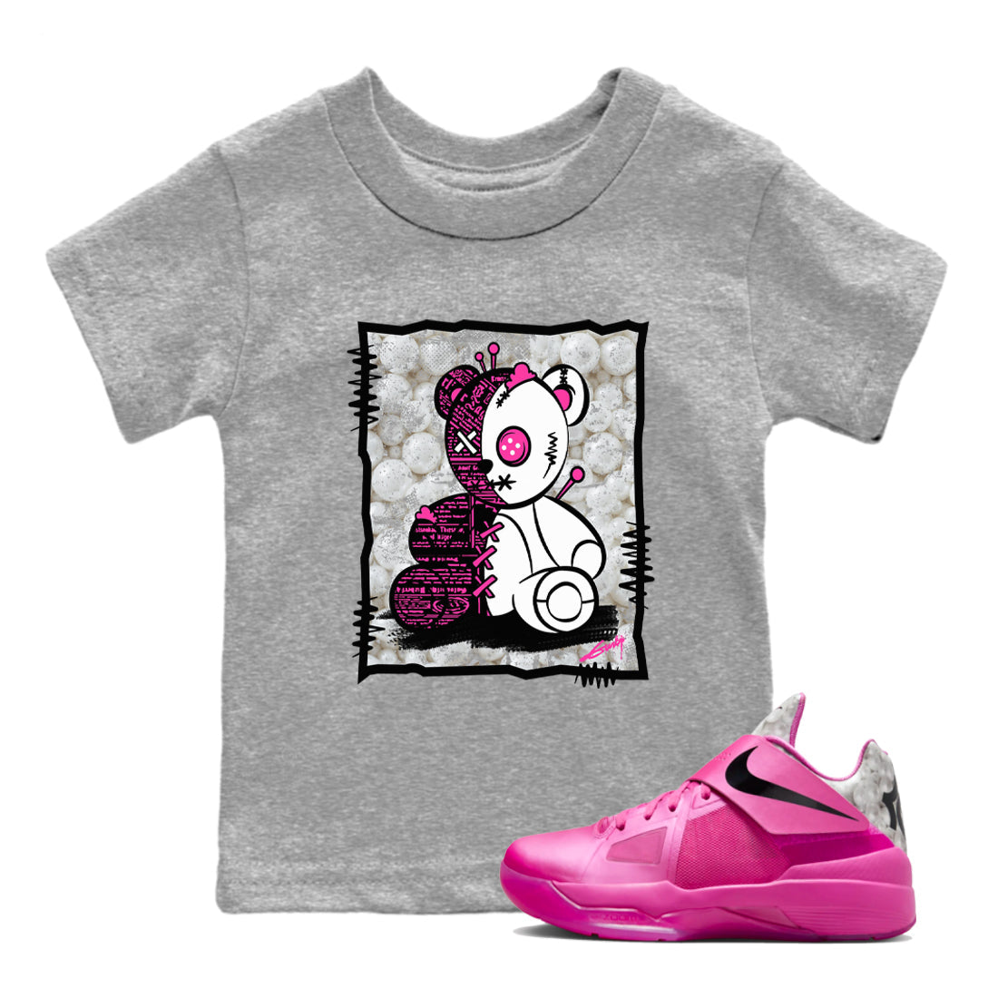 Nike KD 4 Retro Aunt Pearl shirts to match jordans Vintage Bear sneaker match tees Nike KD 4 Aunt Pearl match shoes to clothes Drip Gear Zone Youth Baby Heather Grey 1 tee