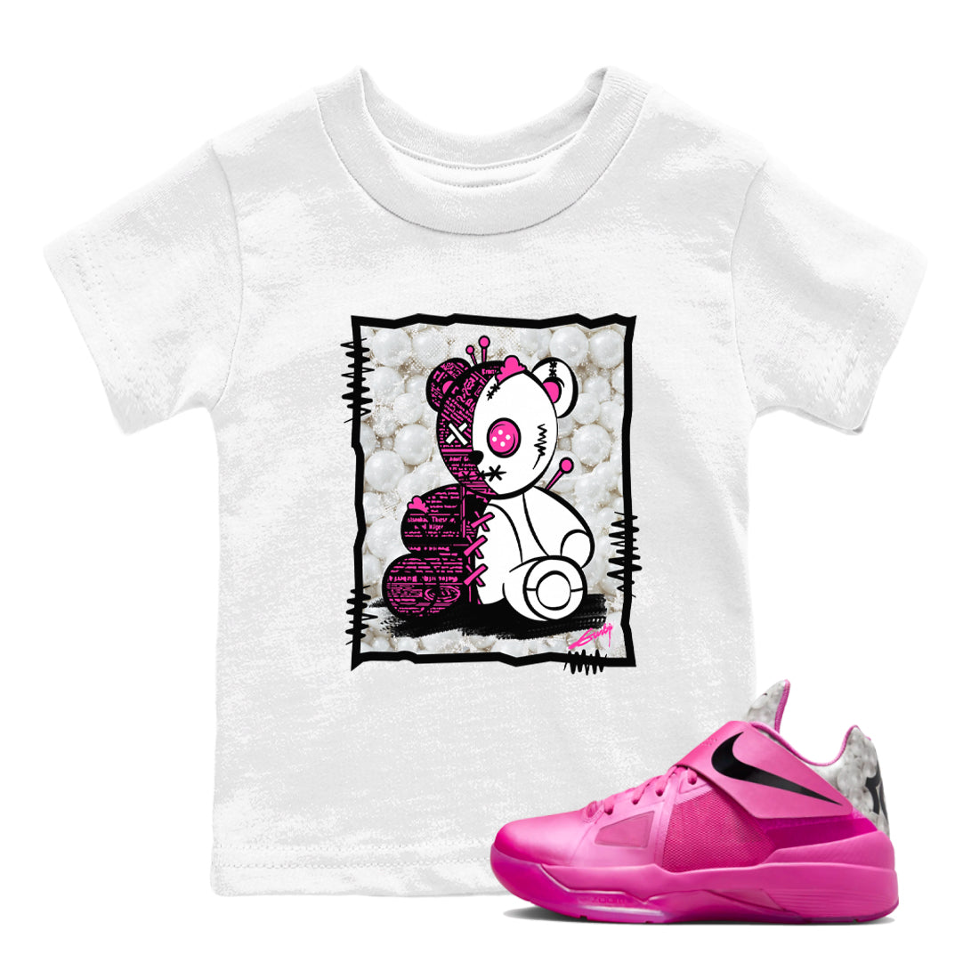 Nike KD 4 Retro Aunt Pearl shirts to match jordans Vintage Bear sneaker match tees Nike KD 4 Aunt Pearl match shoes to clothes Drip Gear Zone Youth Baby White 1 tee