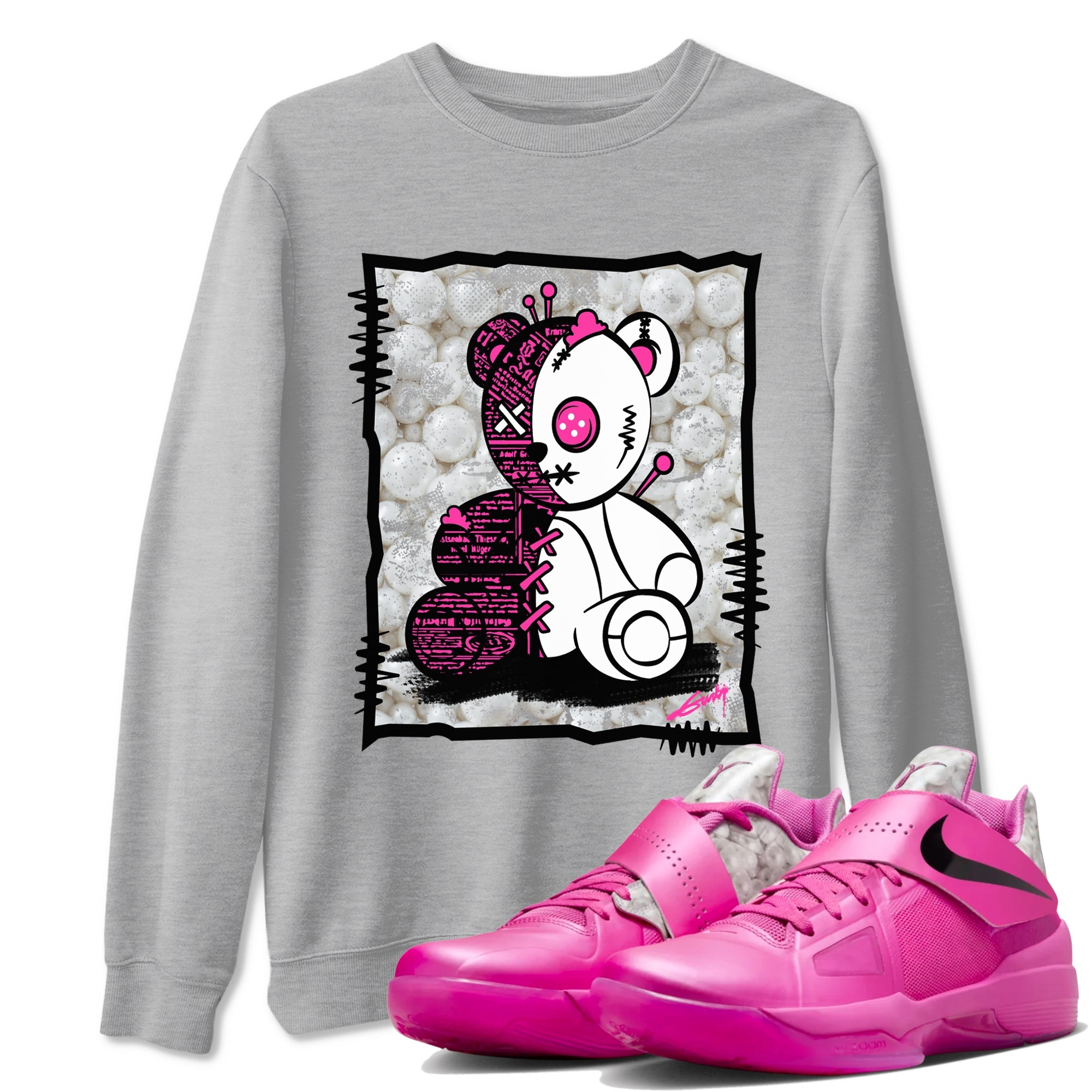 Nike KD 4 Retro Aunt Pearl shirts to match jordans Vintage Bear sneaker match tees Nike KD 4 Aunt Pearl match shoes to clothes Drip Gear Zone unisex cotton Heather Grey 1 shirts