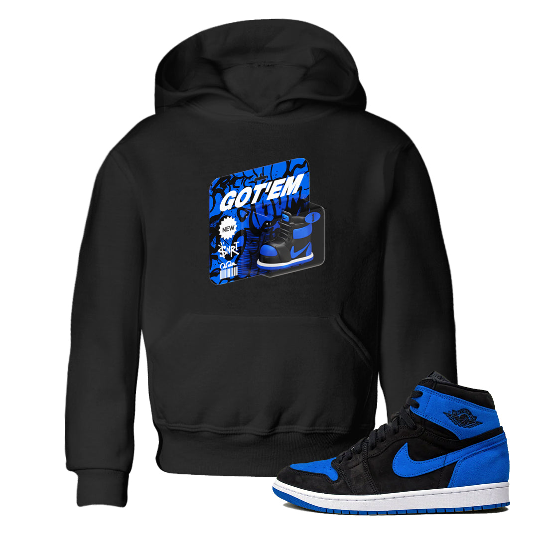 Air Jordan 1 Royal Reimagined shirt to match jordans Vintage Toy Packaging sneaker tees AJ1 Royal Reimagined Drip Gear Zone Baby Toddler Black 1 T-Shirt