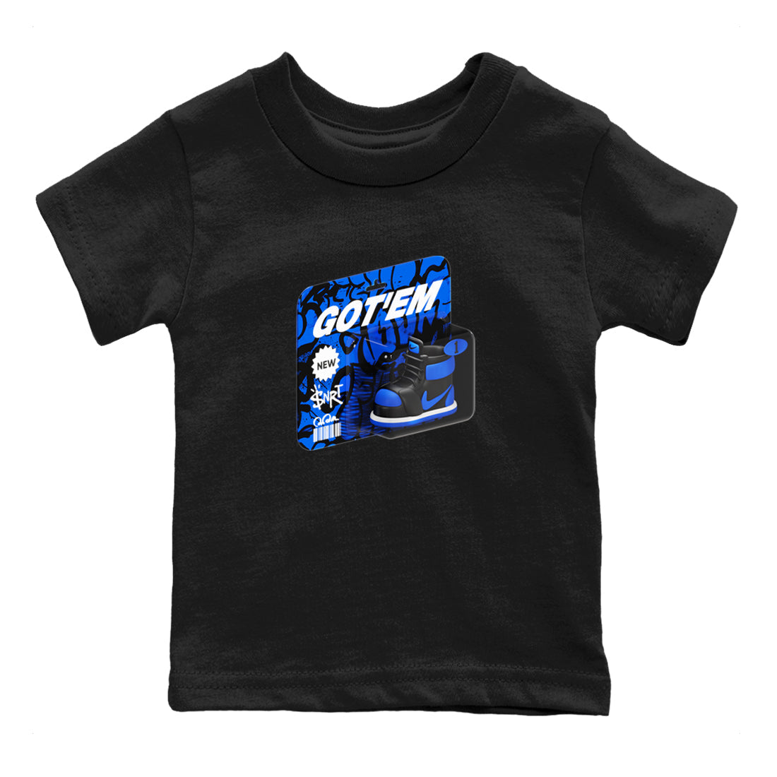 Air Jordan 1 Royal Reimagined shirt to match jordans Vintage Toy Packaging sneaker tees AJ1 Royal Reimagined Drip Gear Zone Baby Toddler Black 2 T-Shirt