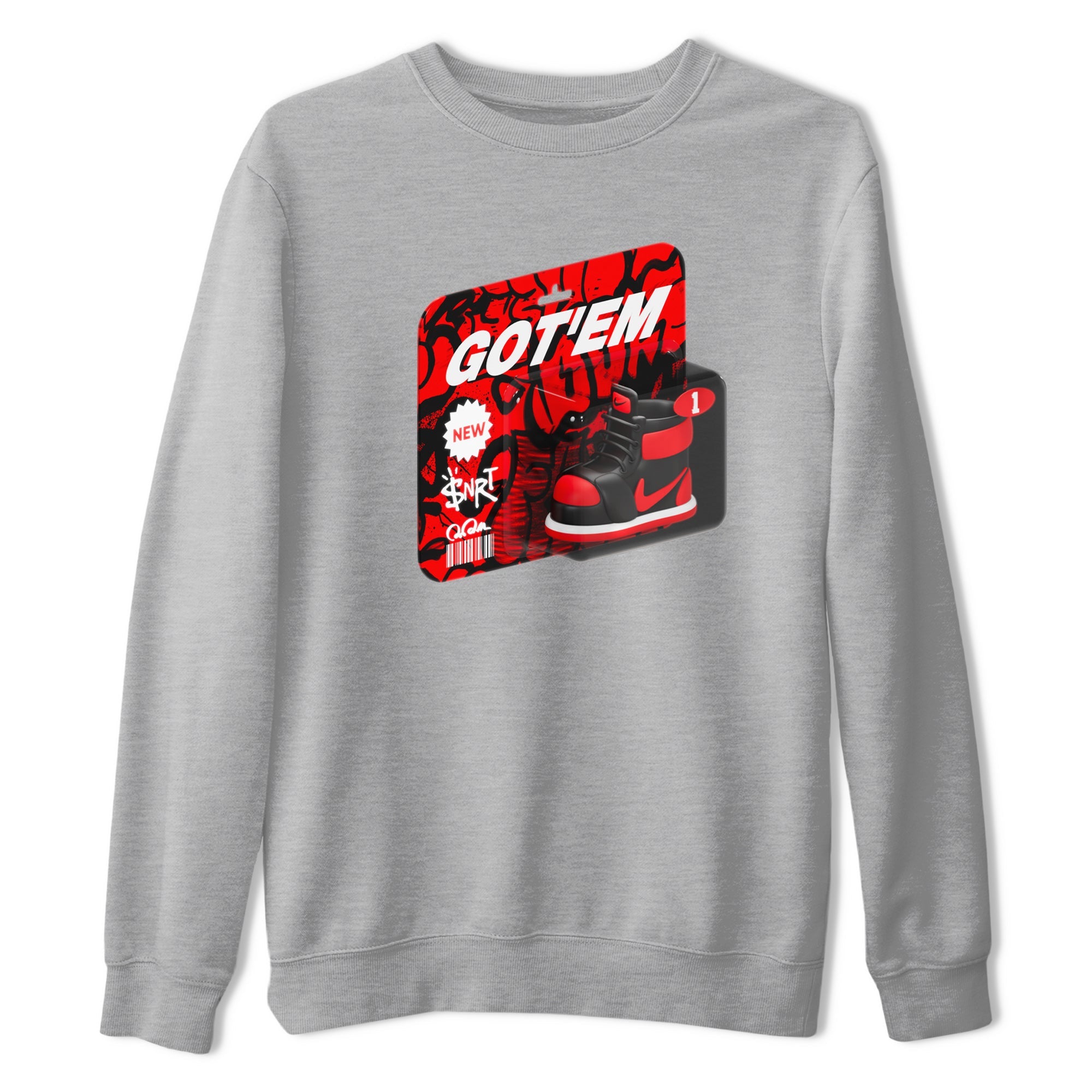 Air Jordan 1 Satin Bred shirt to match jordans Vintage Toy Packaging sneaker tees AJ1 Satin Bred Drip Gear Zone Unisex Heather Grey 2 T-Shirt