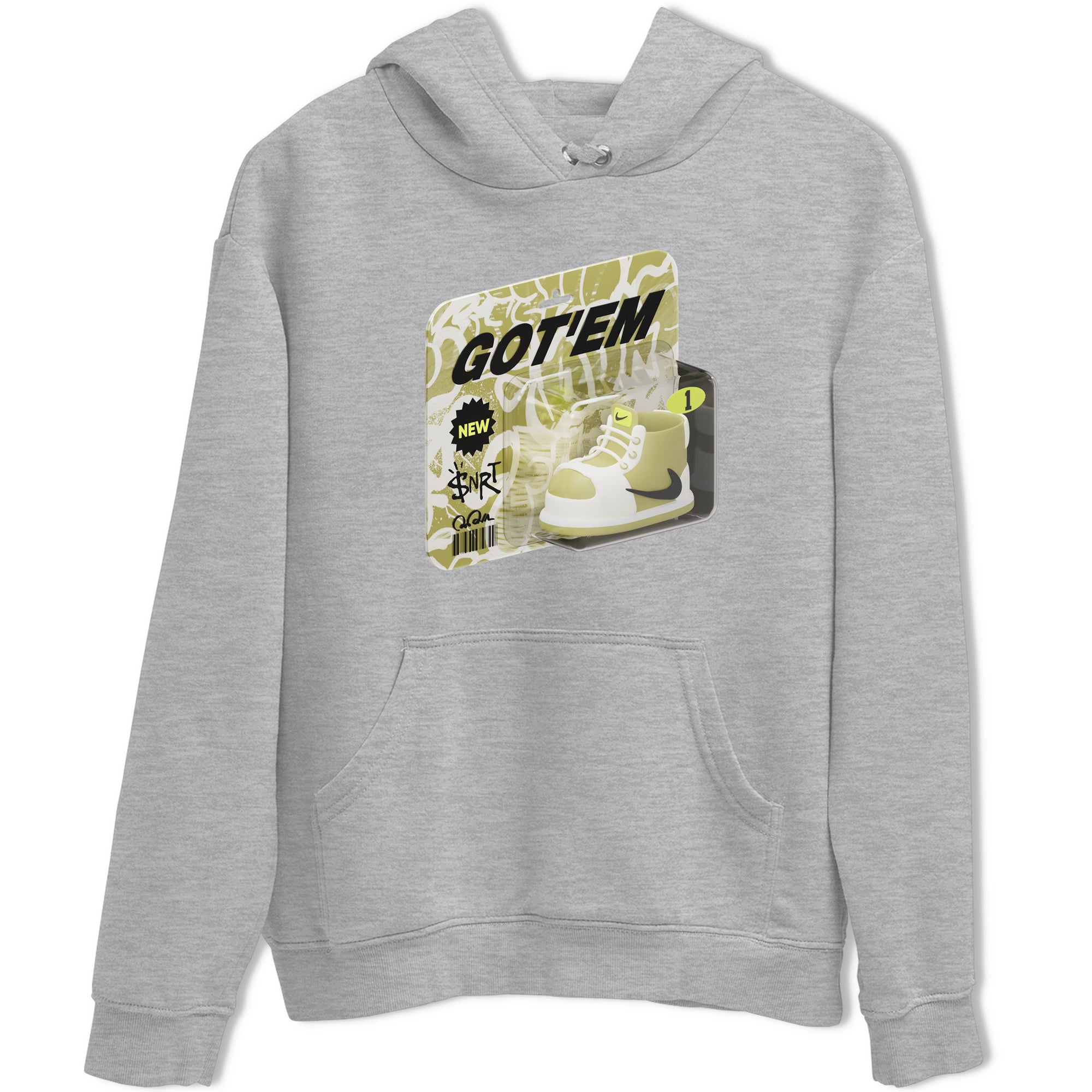 Air Jordan 1 Travis Scott Golf Olive shirt to match jordans Vintage Toy Packaging sneaker tees AJ1 Travis Scott Golf Olive Drip Gear Zone Unisex Heather Grey 2 T-Shirt