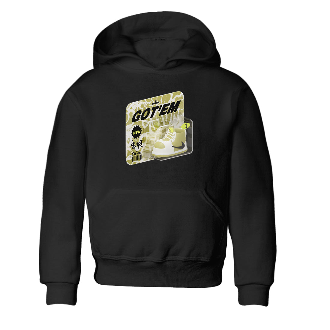 Air Jordan 1 Travis Scott Golf Olive shirt to match jordans Vintage Toy Packaging sneaker tees AJ1 Travis Scott Golf Olive Drip Gear Zone Baby Toddler Black 2 T-Shirt