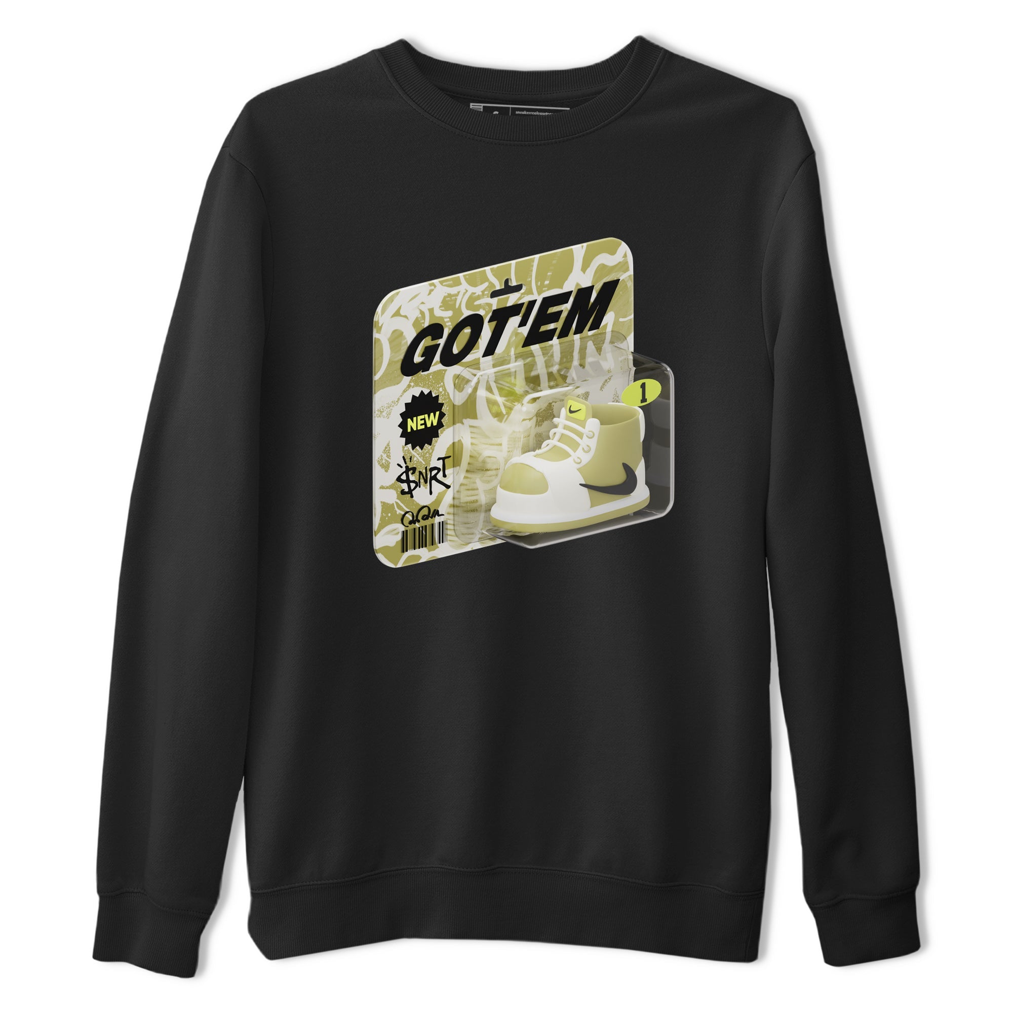 Air Jordan 1 Travis Scott Golf Olive shirt to match jordans Vintage Toy Packaging sneaker tees AJ1 Travis Scott Golf Olive Drip Gear Zone Unisex Black 2 T-Shirt