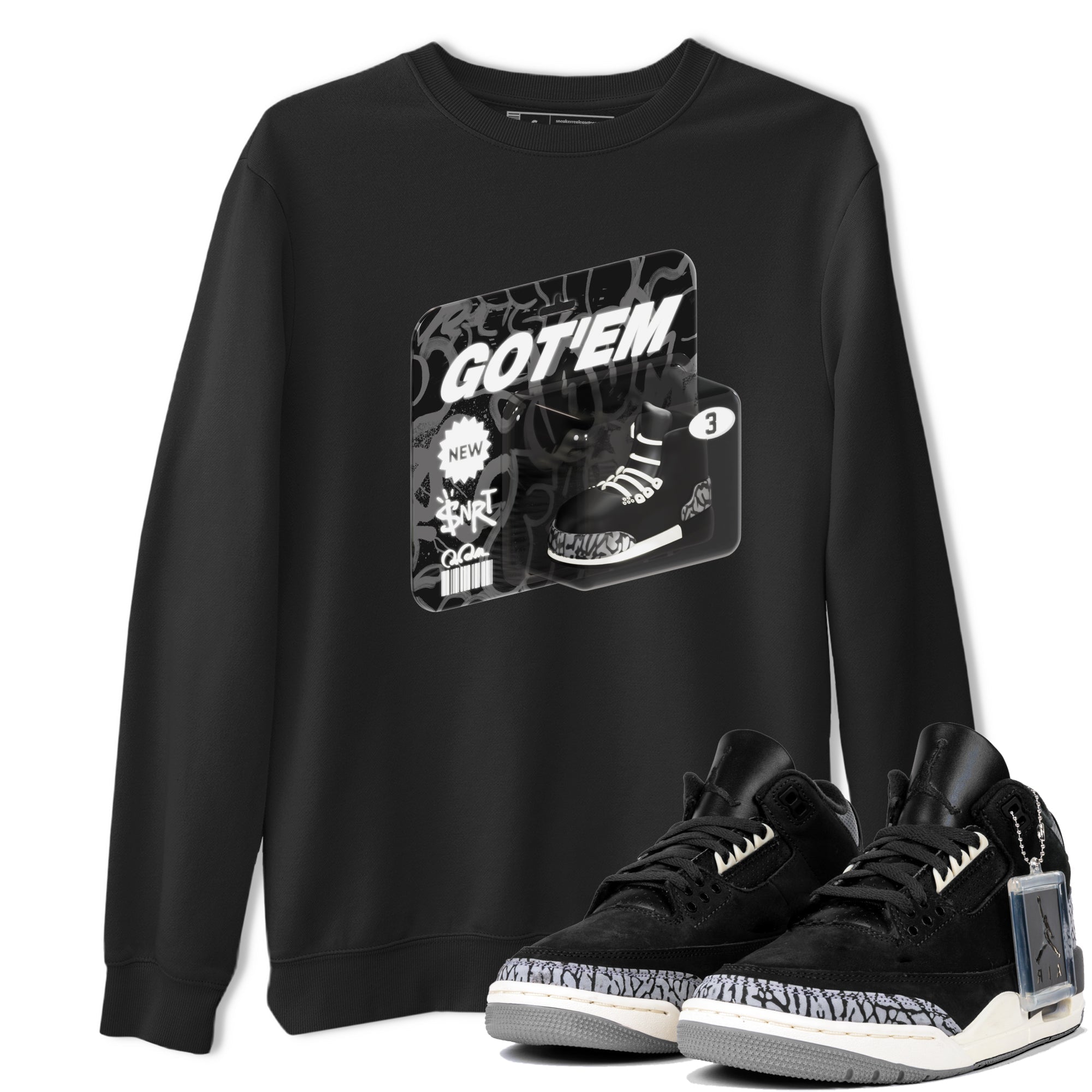 Air Jordan 3 Off Noir shirt to match jordans Vintage Toy Packaging sneaker tees AJ3 Off Noir Drip Gear Zone Unisex Black 1 T-Shirt