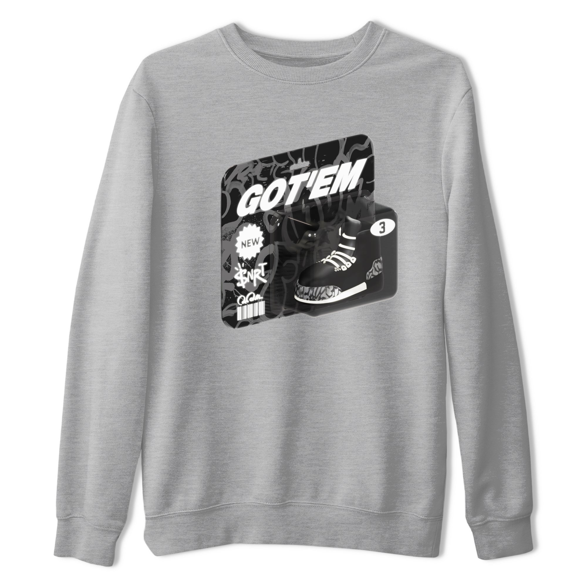 Air Jordan 3 Off Noir shirt to match jordans Vintage Toy Packaging sneaker tees AJ3 Off Noir Drip Gear Zone Unisex Heather Grey 2 T-Shirt