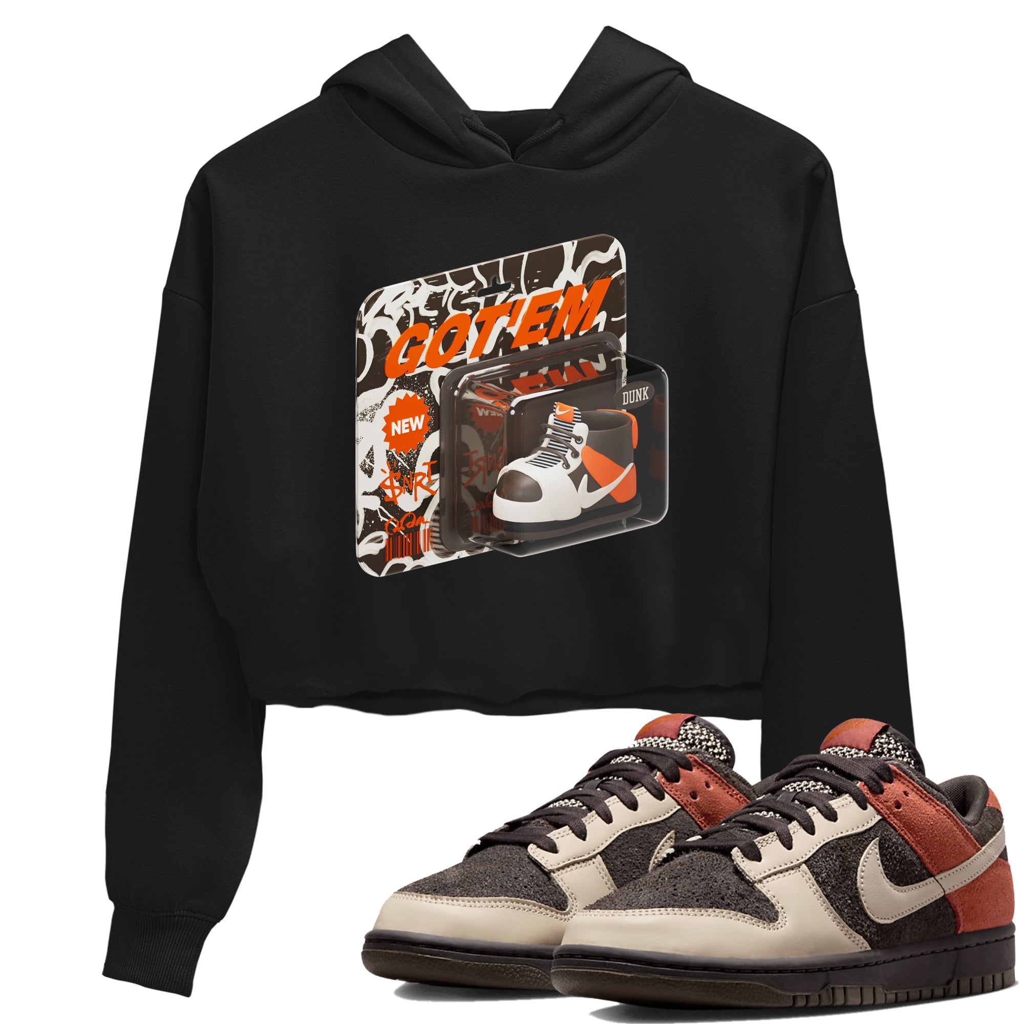 Dunk Red Panda shirt to match jordans Vintage Toy Packaging sneaker tees Nike Dunk LowRed Panda Drip Gear Zone Black 1 Crop T-Shirt