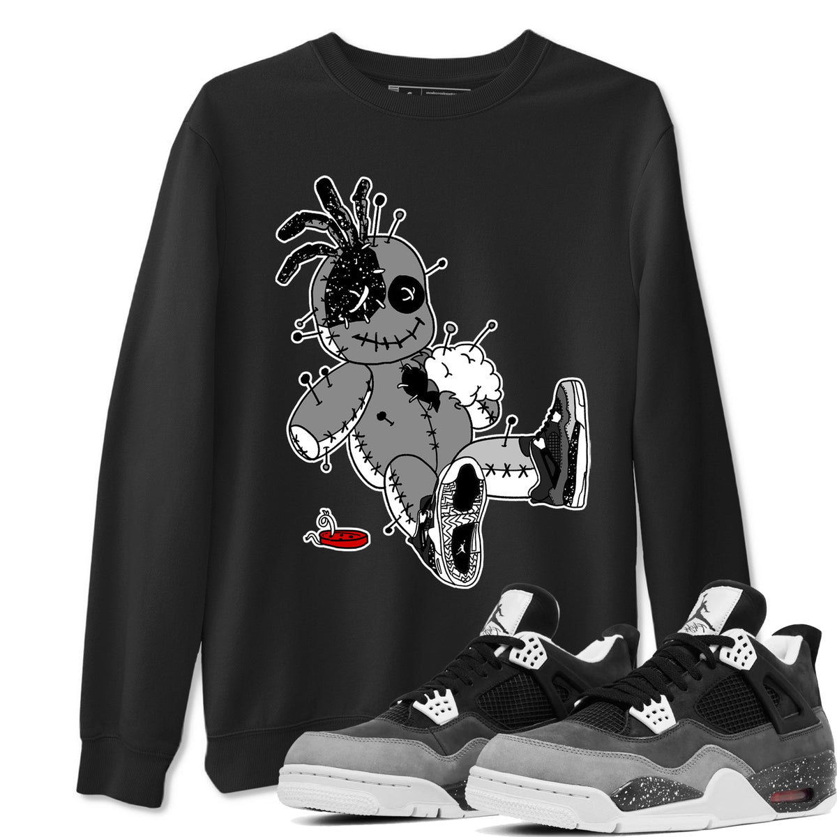 AJ4 Fear t shirts to match sneakers Voodoo Doll sneaker match tees Air Jordan 4 Fear tee Drip Gear Zone unisex cotton Black 1 shirts