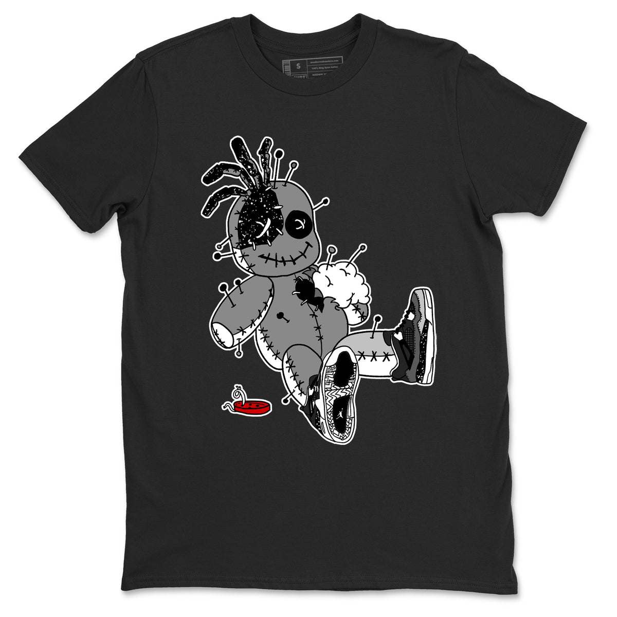 AJ4 Fear t shirts to match sneakers Voodoo Doll sneaker match tees Air Jordan 4 Fear tee Drip Gear Zone unisex cotton Black 2 shirts