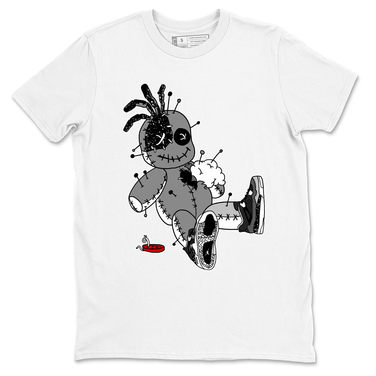 AJ4 Fear t shirts to match sneakers Voodoo Doll sneaker match tees Air Jordan 4 Fear tee Drip Gear Zone unisex cotton White 2 shirts