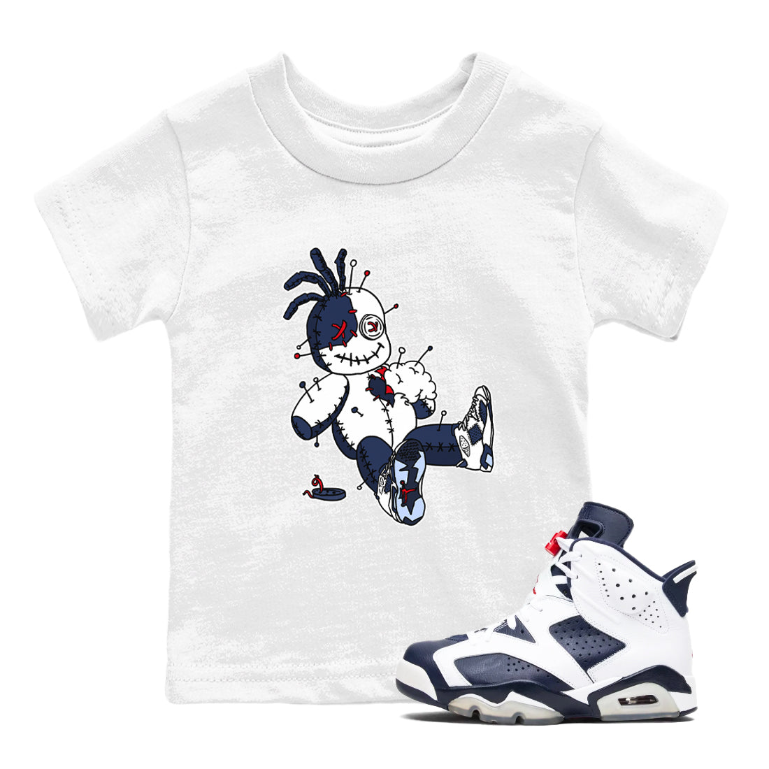 6s Olympic shirts to match jordans Voodoo Doll sneaker match tees Air Jordan 6 Olympic Drip Gear Zone streetwear brand Baby and Youth White 1 cotton tee