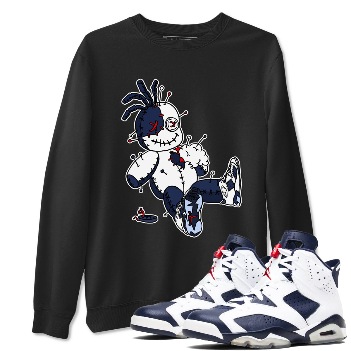 6s Olympic shirts to match jordans Voodoo Doll sneaker match tees Air Jordan 6 Olympic Drip Gear Zone streetwear brand Black 1 unisex cotton tee
