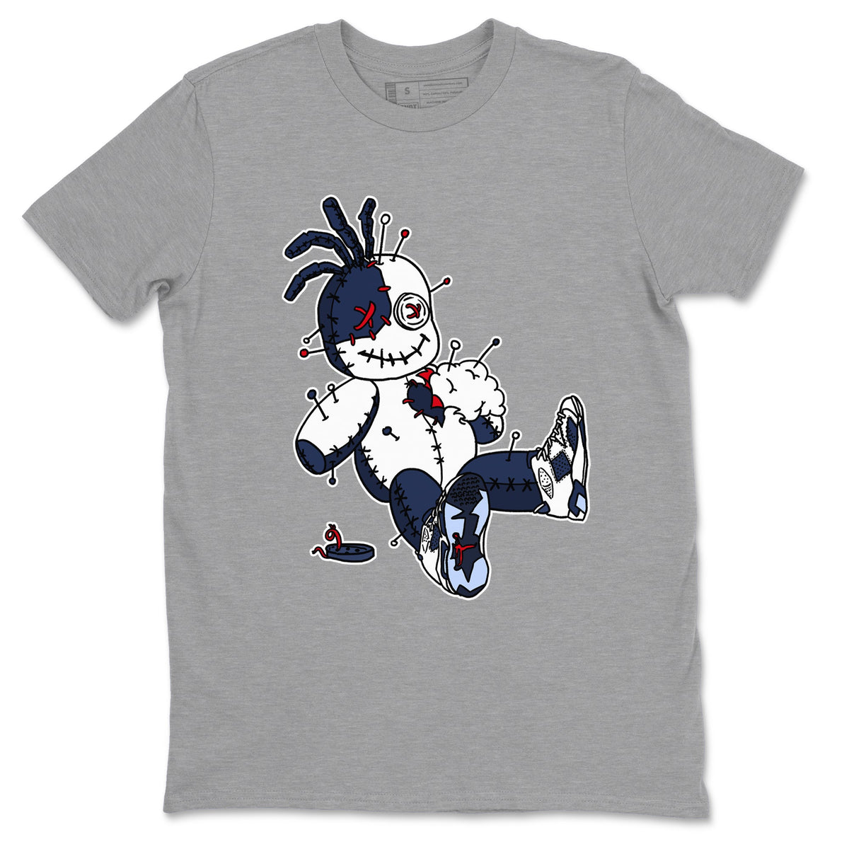 6s Olympic shirts to match jordans Voodoo Doll sneaker match tees Air Jordan 6 Olympic Drip Gear Zone streetwear brand Heather Grey 2 unisex cotton tee