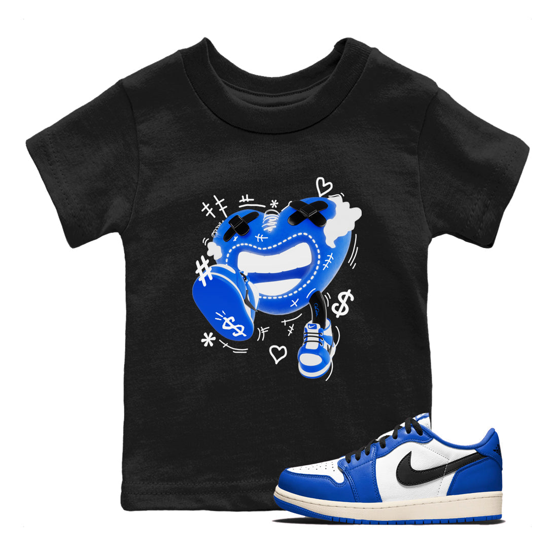 AJ1 Game Royal shirt to match jordans Walk In Love sneaker tees Air Jordan 1 Game Royal Drip Gear Zone baby toddler Black 1 cotton Shirt