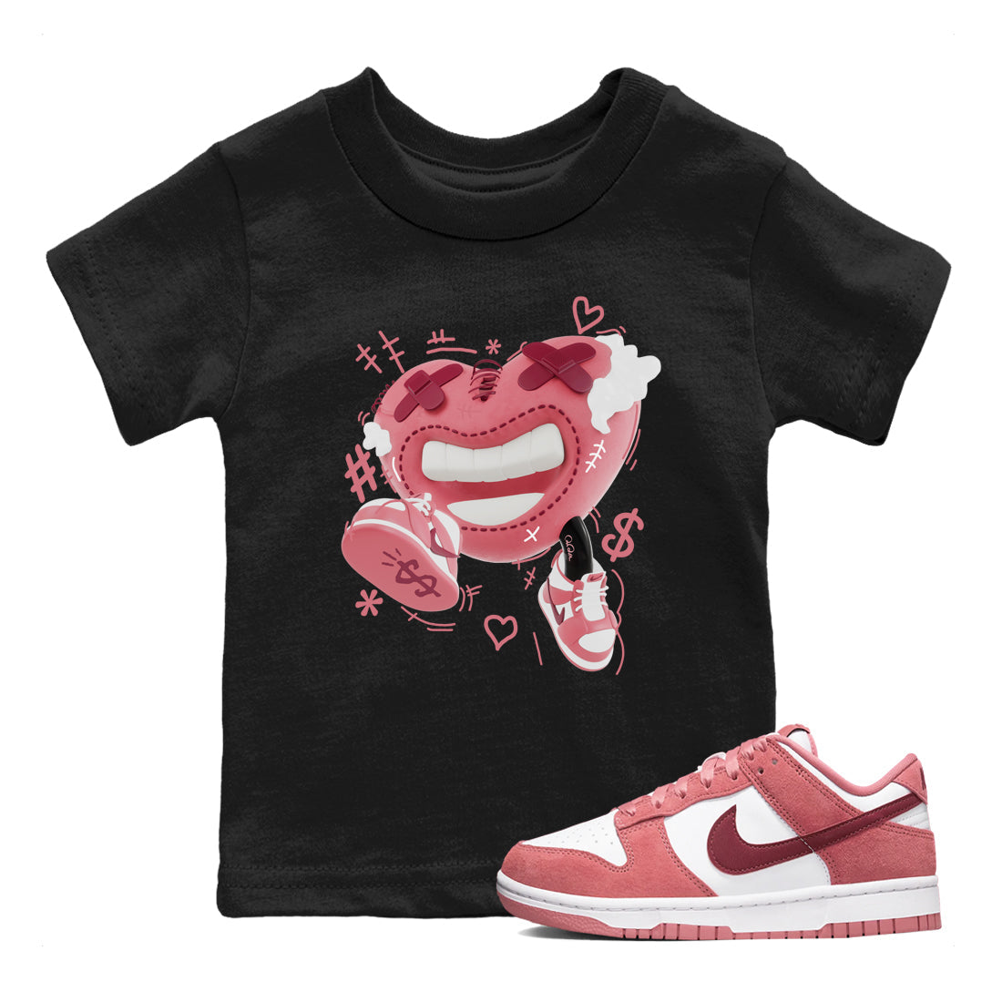 Dunk Valentines Day 2024 shirt to match jordans Walk In Love sneaker tees Dunk Happy Valentines Day 2024 Drip Gear Zone Baby Toddler Black 1 T-Shirt