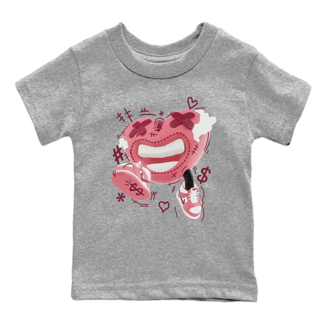 Dunk Valentines Day 2024 shirt to match jordans Walk In Love sneaker tees Dunk Happy Valentines Day 2024 Drip Gear Zone Baby Toddler Heather Grey 2 T-Shirt