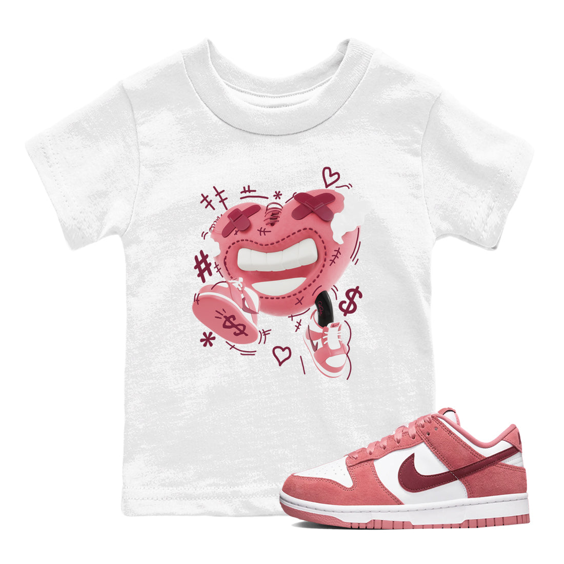 Dunk Valentines Day 2024 shirt to match jordans Walk In Love sneaker tees Dunk Happy Valentines Day 2024 Drip Gear Zone Baby Toddler White 1 T-Shirt