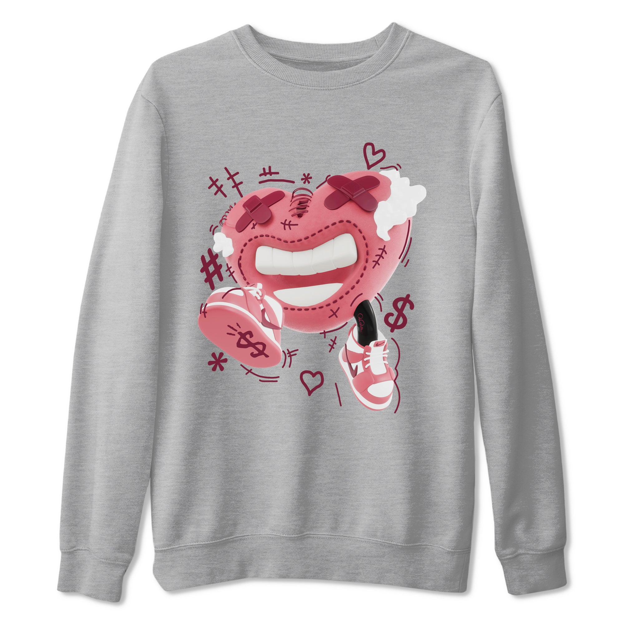 Dunk Valentines Day 2024 shirt to match jordans Walk In Love sneaker tees Dunk Happy Valentines Day 2024 Drip Gear Zone Unisex Heather Grey 2 T-Shirt