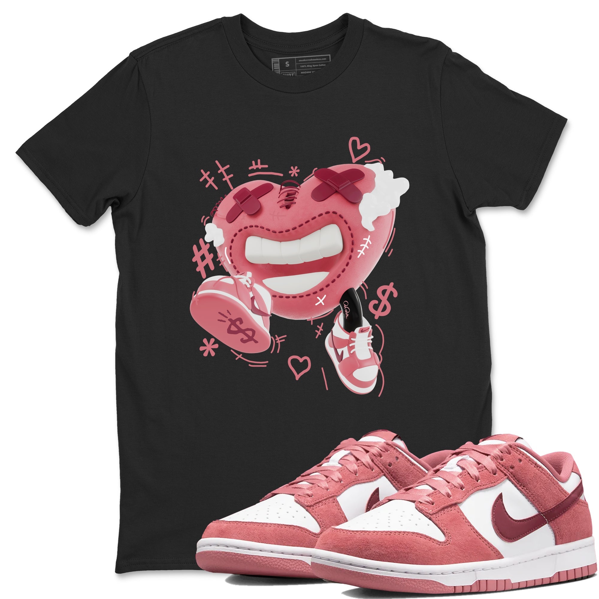 Dunk Valentines Day 2024 shirt to match jordans Walk In Love sneaker tees Dunk Happy Valentines Day 2024 Drip Gear Zone Unisex Black 1 T-Shirt