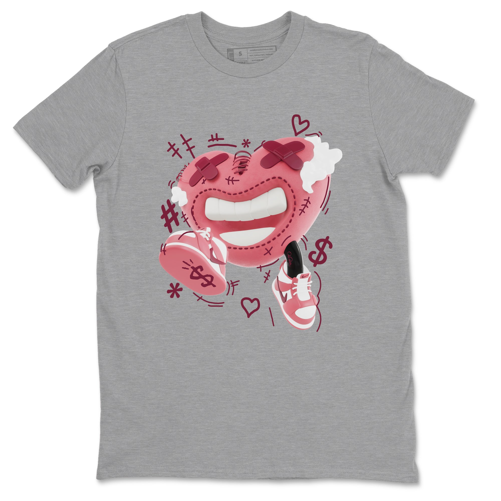 Dunk Valentines Day 2024 shirt to match jordans Walk In Love sneaker tees Dunk Happy Valentines Day 2024 Drip Gear Zone Unisex Heather Grey 2 T-Shirt