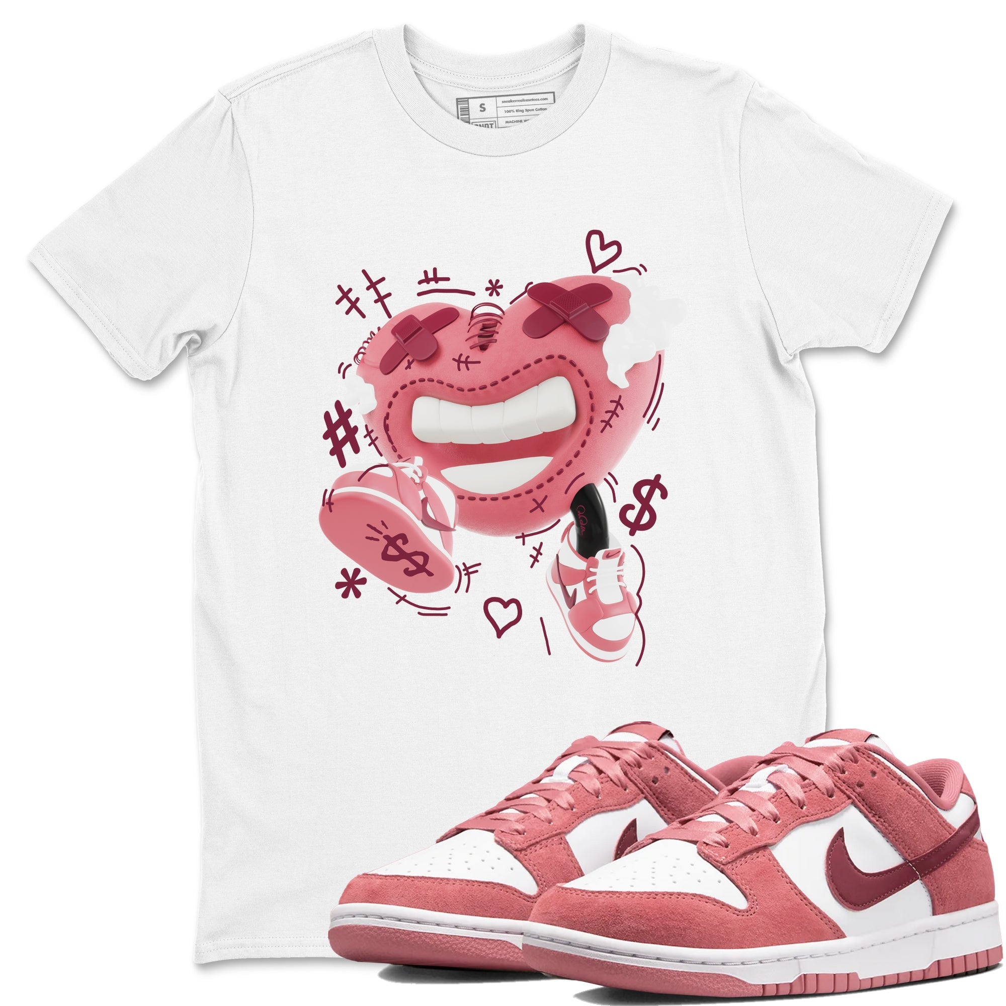 Dunk Valentines Day 2024 shirt to match jordans Walk In Love sneaker tees Dunk Happy Valentines Day 2024 Drip Gear Zone Unisex White 1 T-Shirt