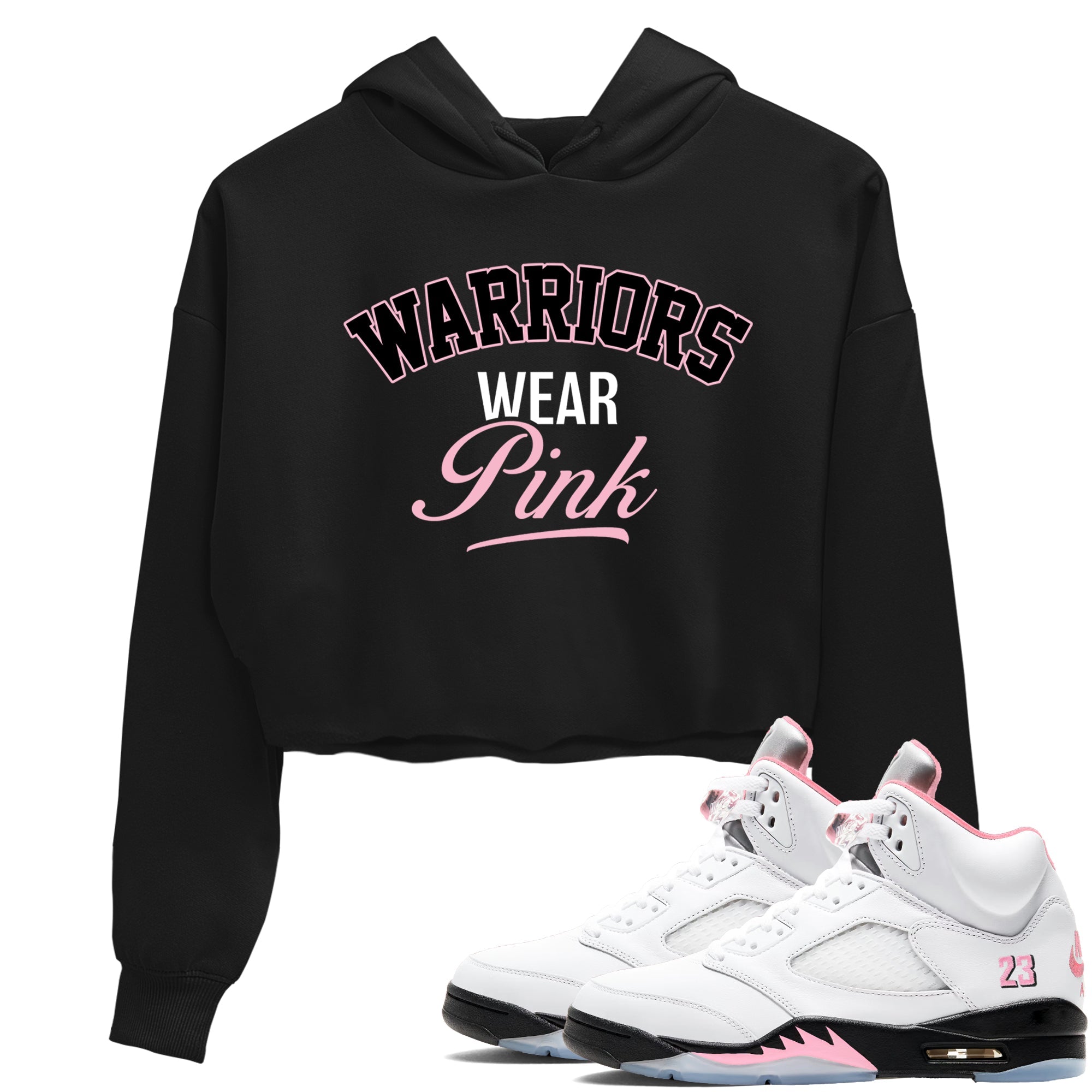 Sneaker Threads  Sneaker Tees To Match Air Jordan 5 Medium Soft Pink  Warriors Wear Pink Crop Tee Black 1. Perfect for Jordan releases 2025 colorways.