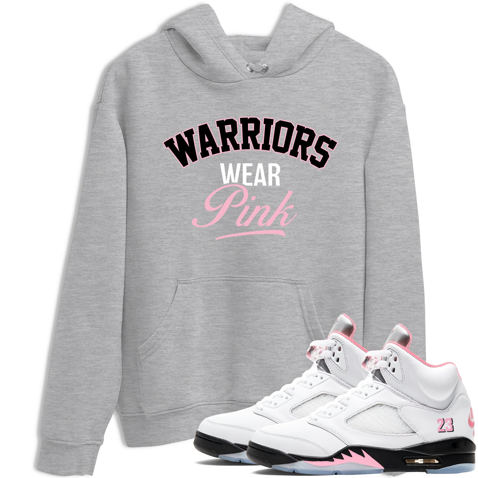 Sneaker Threads  Sneaker Tees To Match Air Jordan 5 Medium Soft Pink  Warriors Wear Pink Graphic Tee Heather Grey 1. Perfect for Jordan releases 2025 colorways.