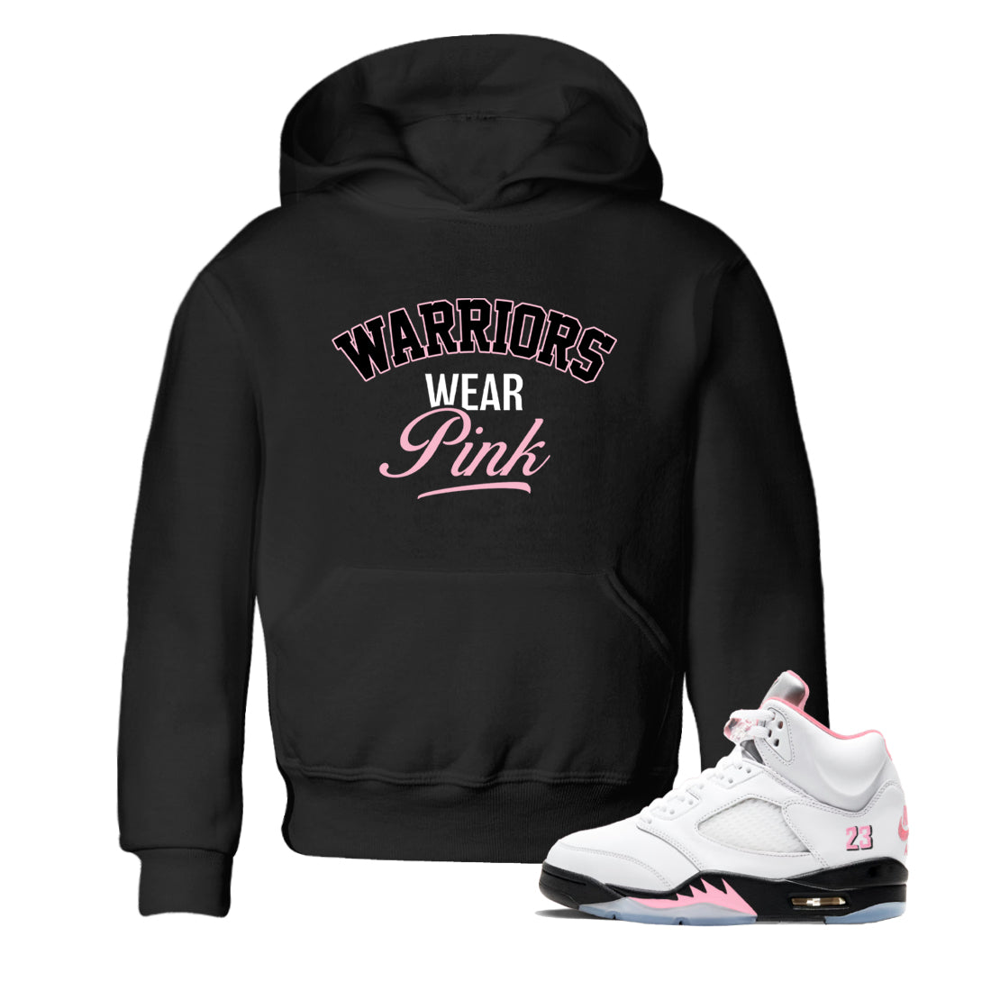 Sneaker Threads  Sneaker Tees To Match Air Jordan 5 Medium Soft Pink  Warriors Wear Pink Youth Graphic Tee Black 1. Perfect for Jordan releases 2025 colorways.