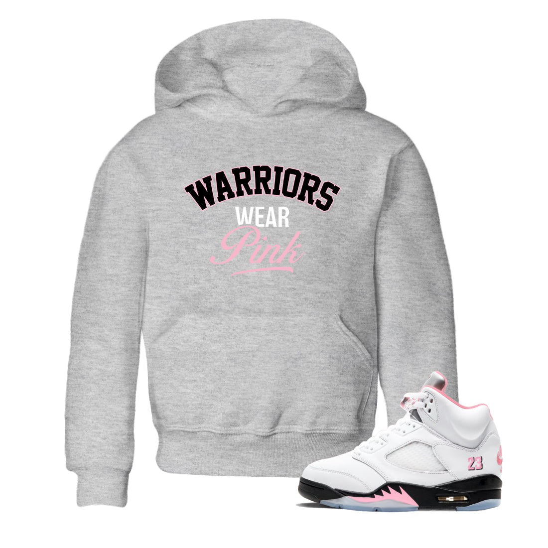 Sneaker Threads  Sneaker Tees To Match Air Jordan 5 Medium Soft Pink  Warriors Wear Pink Youth Graphic Tee Heather Grey 1. Perfect for Jordan releases 2025 colorways.