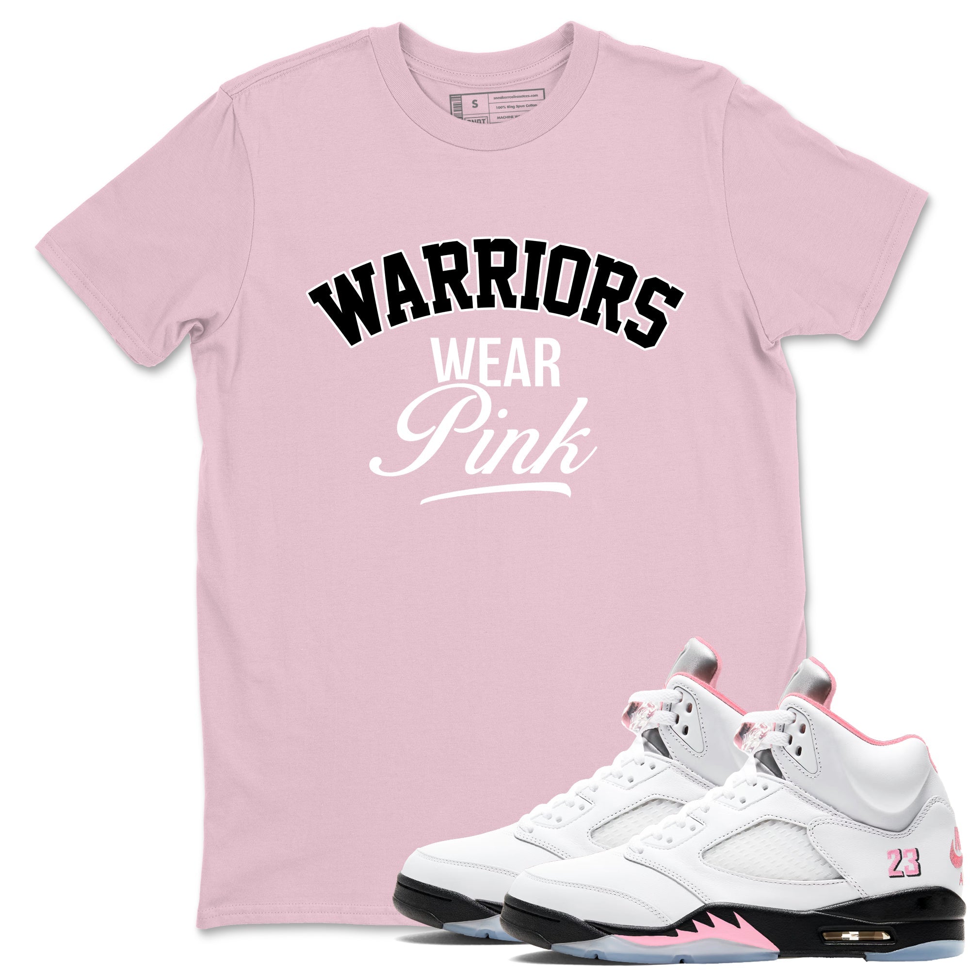 Sneaker Threads  Sneaker Tees To Match Air Jordan 5 Medium Soft Pink  Warriors Wear Pink Graphic Tee Pink 1. Perfect for Jordan releases 2025 colorways.