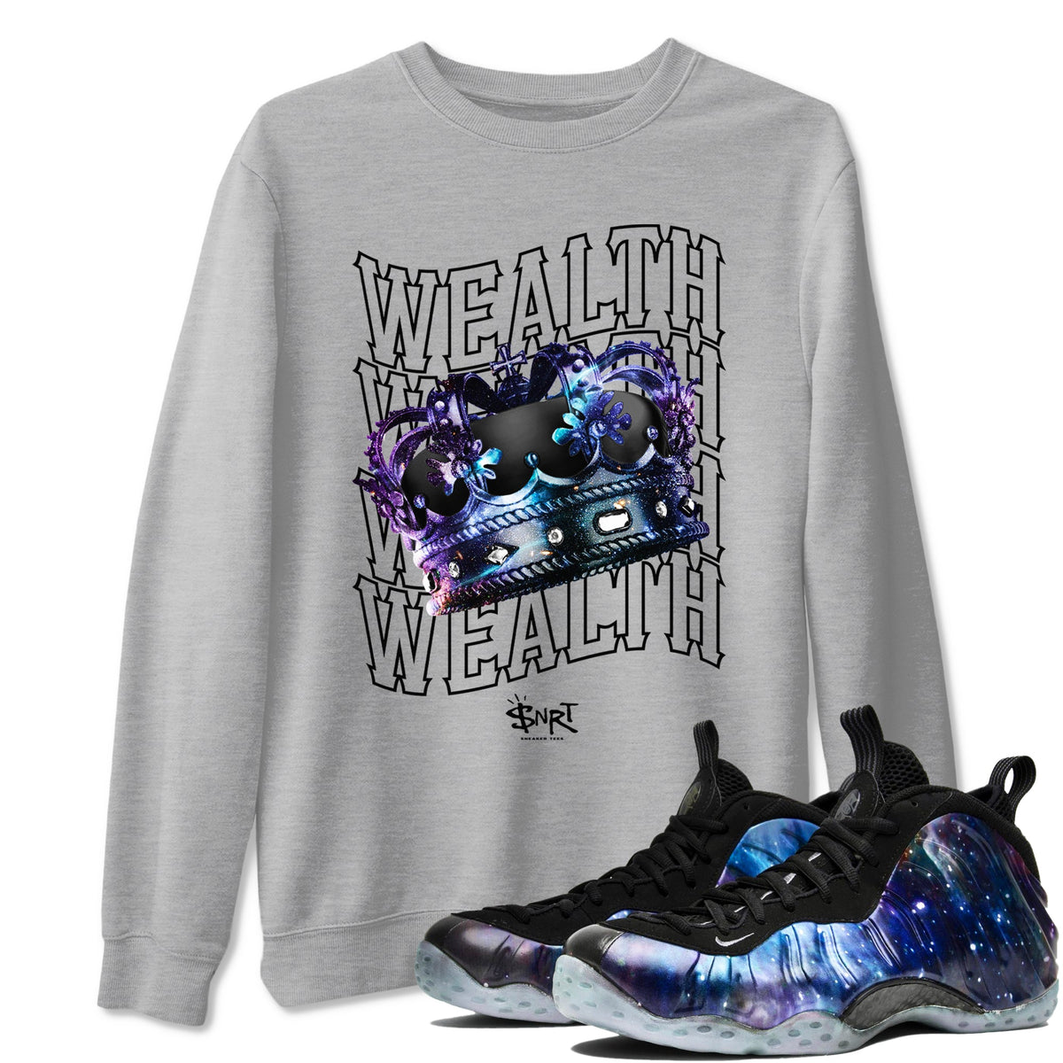 Foams One Galaxy shirts to match jordans Wealth sneaker match tees Air Foamposite One Galaxy match shoes to clothes Drip Gear Zone unisex cotton Heather Grey 1 shirts