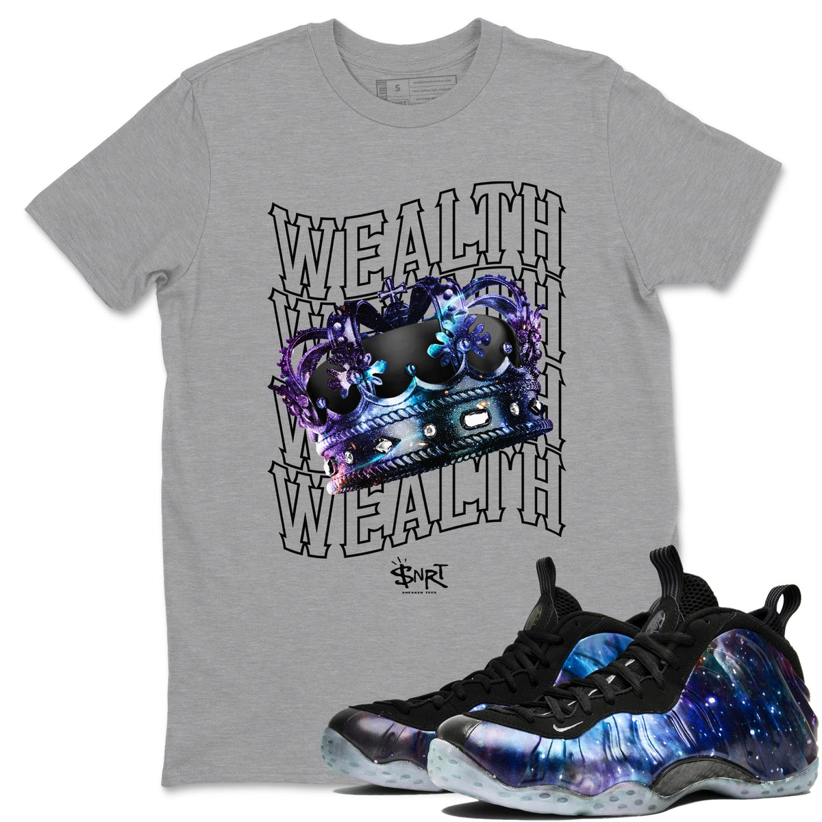 Foams One Galaxy shirts to match jordans Wealth sneaker match tees Air Foamposite One Galaxy match shoes to clothes Drip Gear Zone unisex cotton Heather Grey 1 shirts
