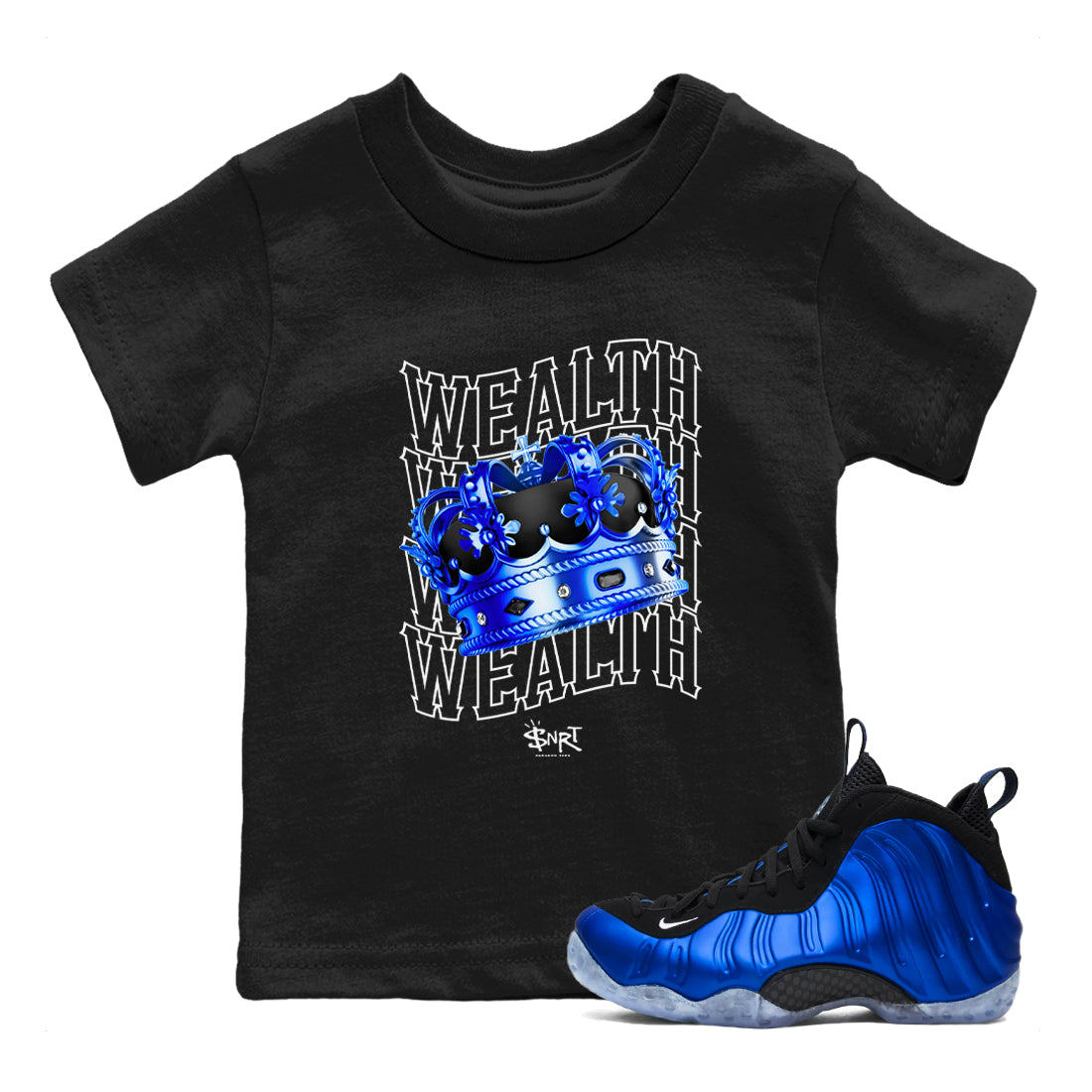 Foams One Royal shirts to match jordans Wealth sneaker match tees Air Foamposite One Royal match shoes to clothes Drip Gear Zone Youth Baby Black 1 tee